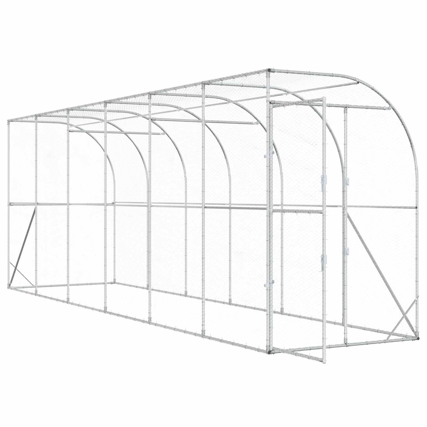 Hønsehus Mod Væg Sølv 600 x 150 x 215 cm Galvaniseret stål