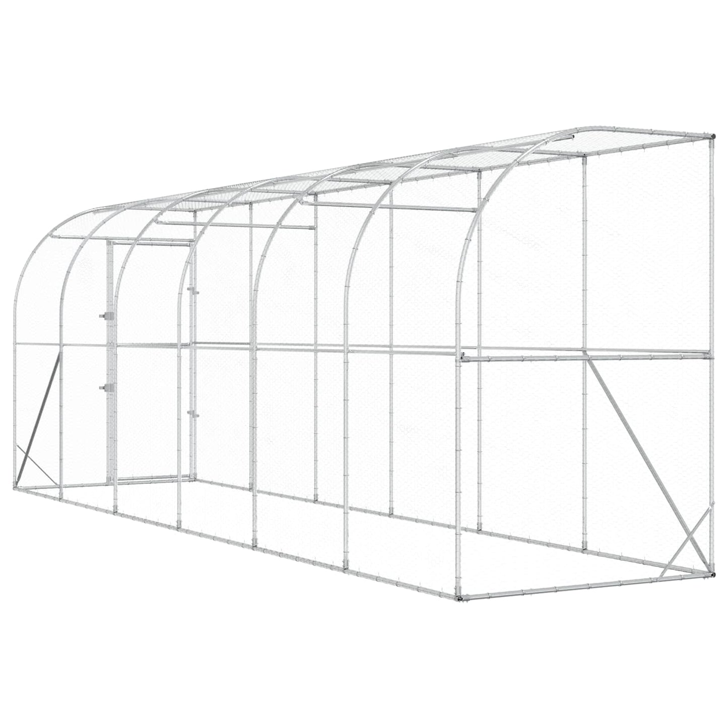 Hønsehus Mod Væg Sølv 600 x 150 x 215 cm Galvaniseret stål