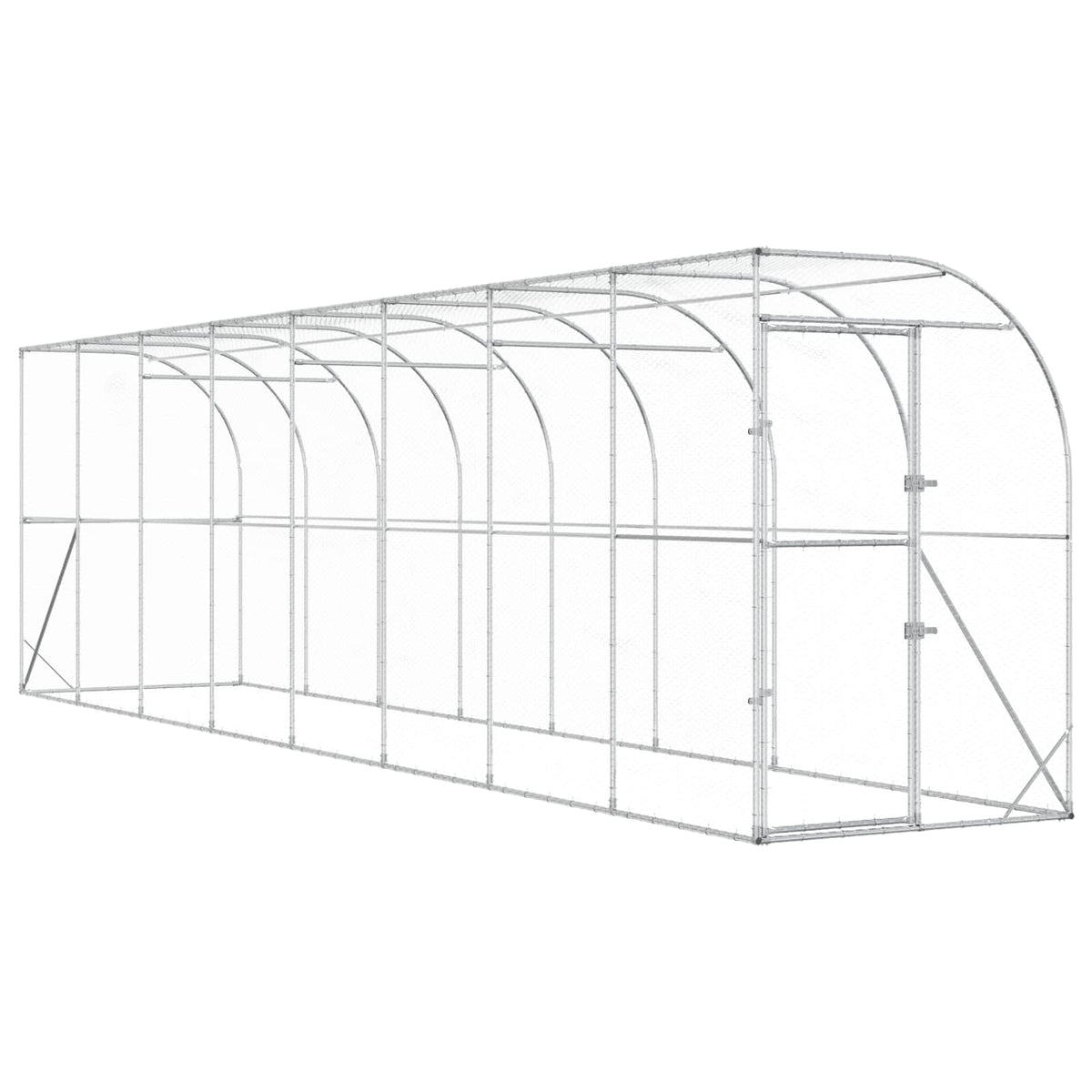 Hønsehus Mod Væg Sølv 600 x 150 x 215 cm Galvaniseret stål