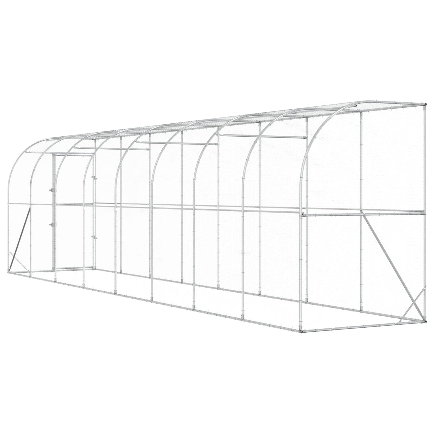 Hønsehus Mod Væg Sølv 600 x 150 x 215 cm Galvaniseret stål