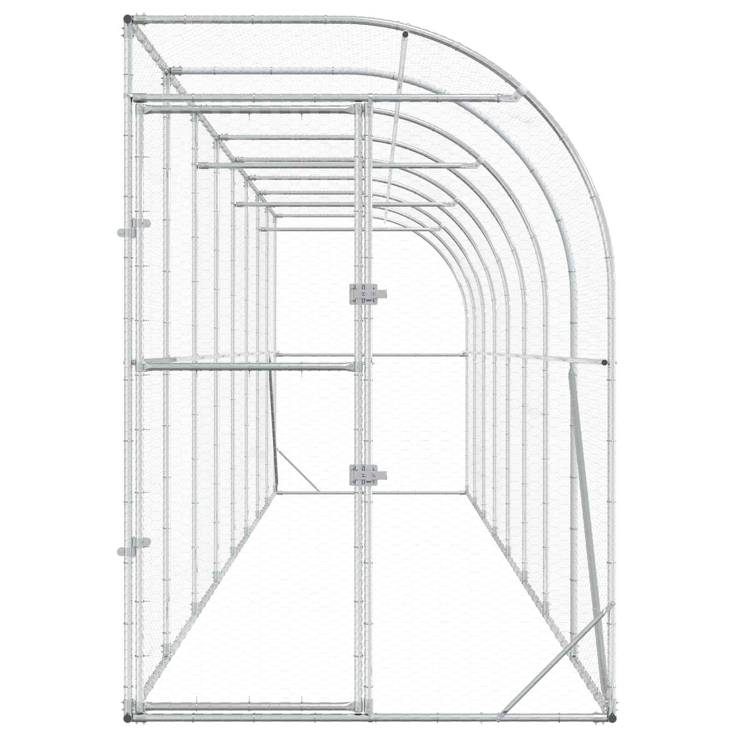 Hønsehus Mod Væg Sølv 600 x 150 x 215 cm Galvaniseret stål