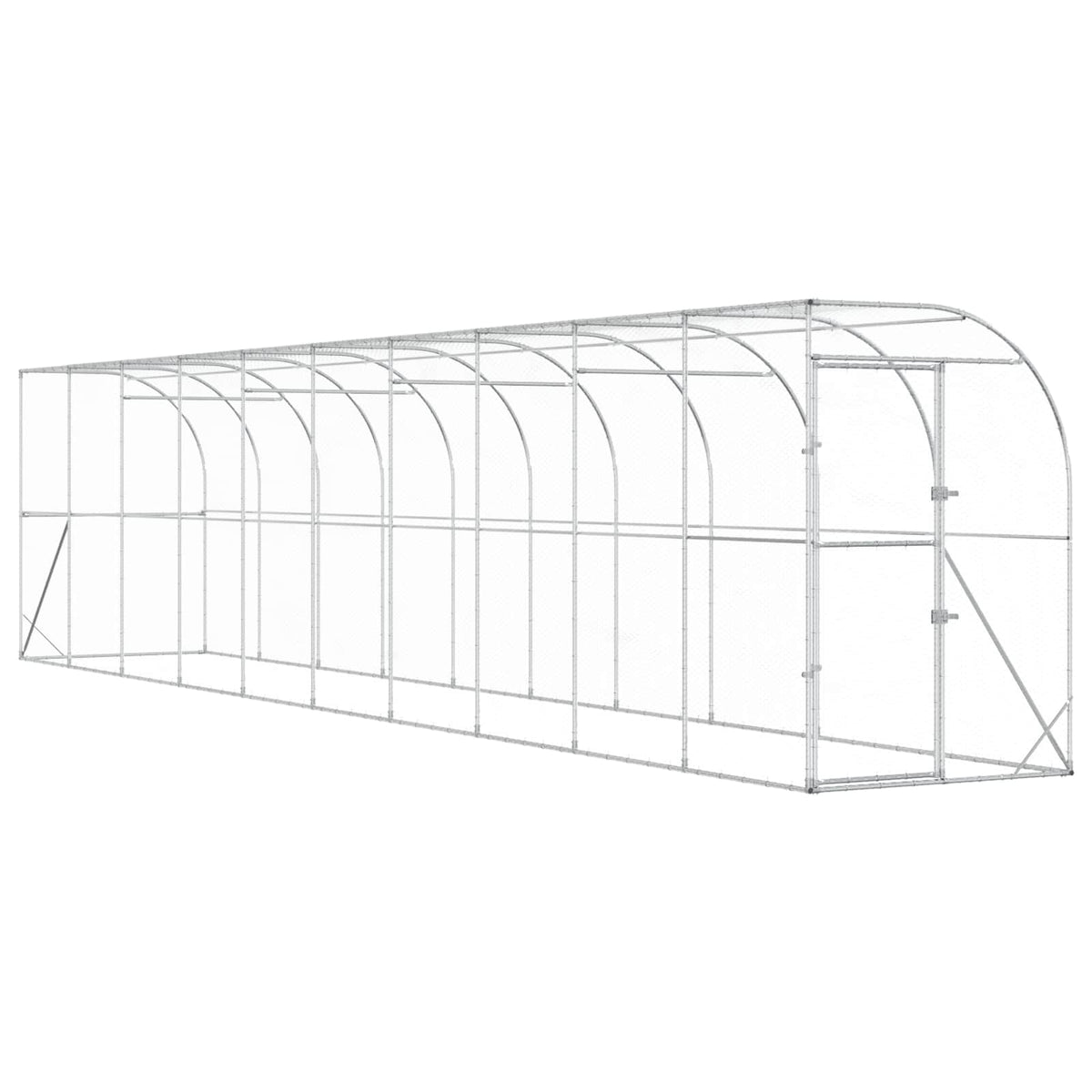 Hønsehus Mod Væg Sølv 600 x 150 x 215 cm Galvaniseret stål