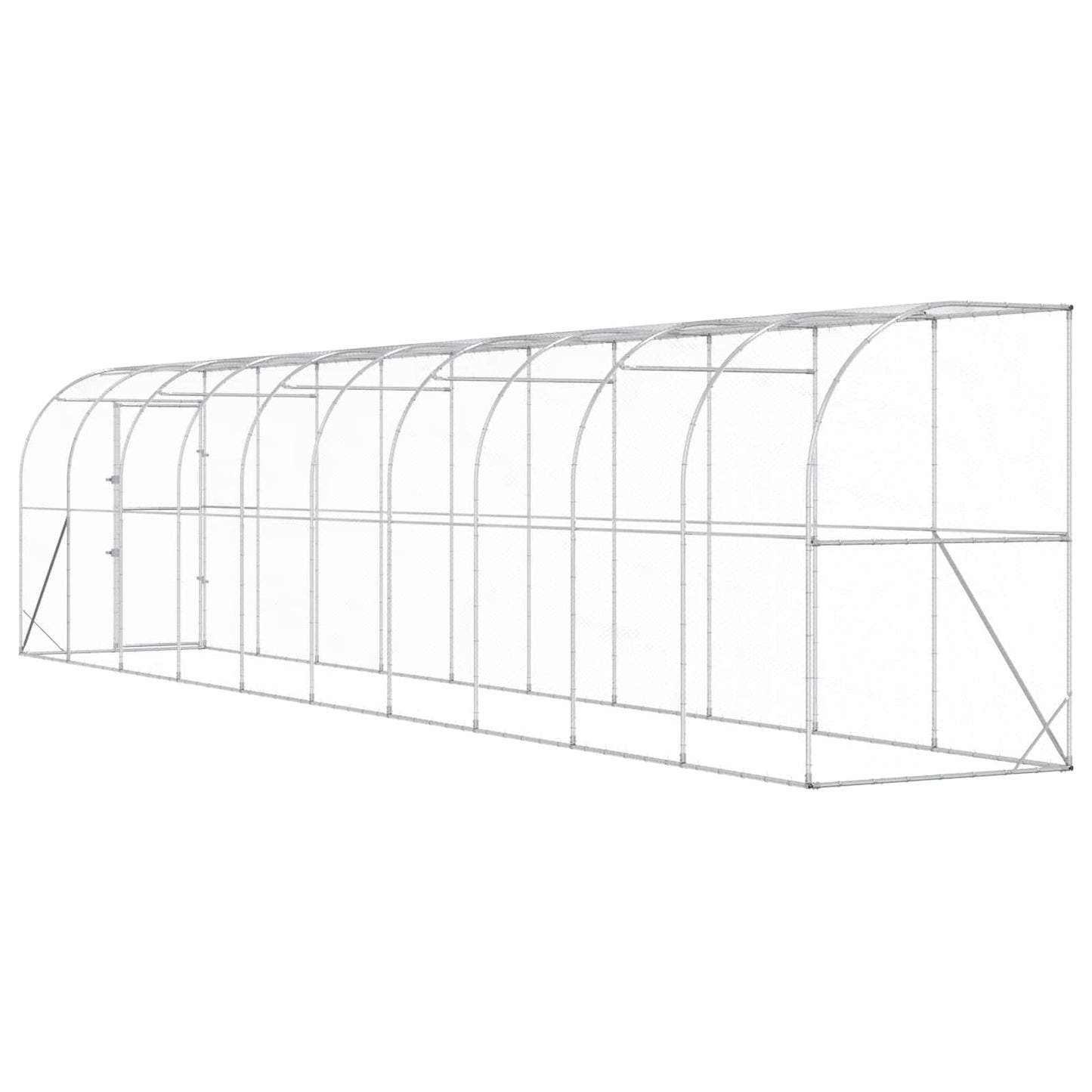 Hønsehus Mod Væg Sølv 600 x 150 x 215 cm Galvaniseret stål