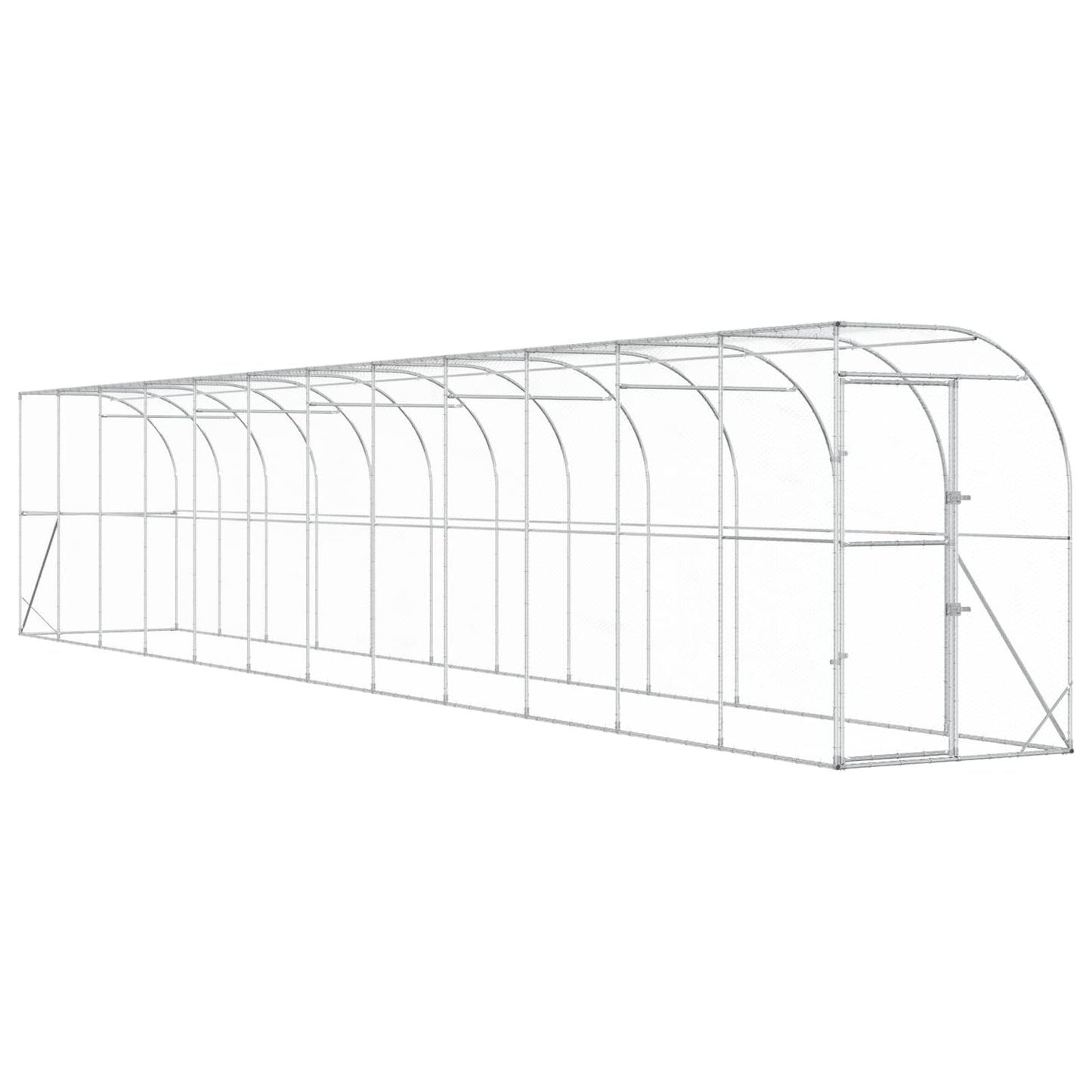 Hønsehus Mod Væg Sølv 600 x 150 x 215 cm Galvaniseret stål