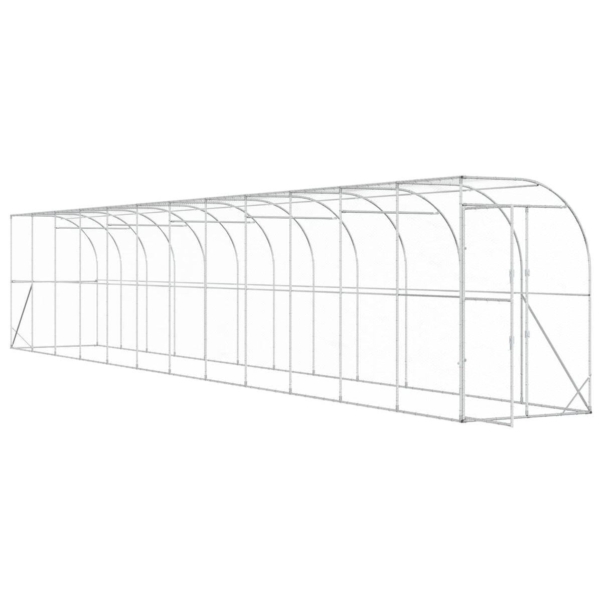 Hønsehus Mod Væg Sølv 600 x 150 x 215 cm Galvaniseret stål