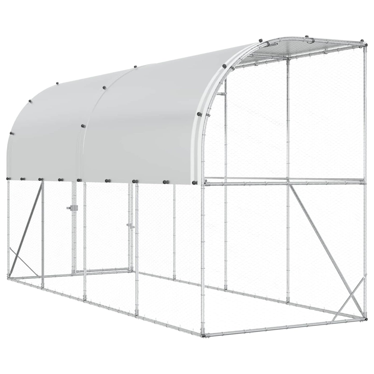 Hønsehus Mod Væg Sølv 600 x 150 x 215 cm Galvaniseret stål