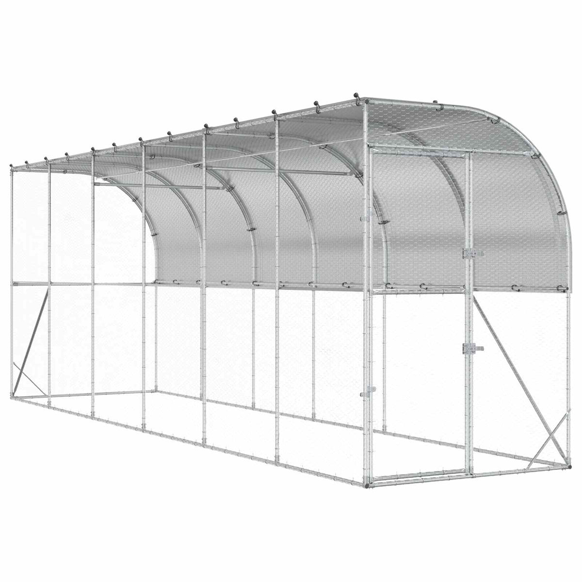 Hønsehus Mod Væg Sølv 600 x 150 x 215 cm Galvaniseret stål