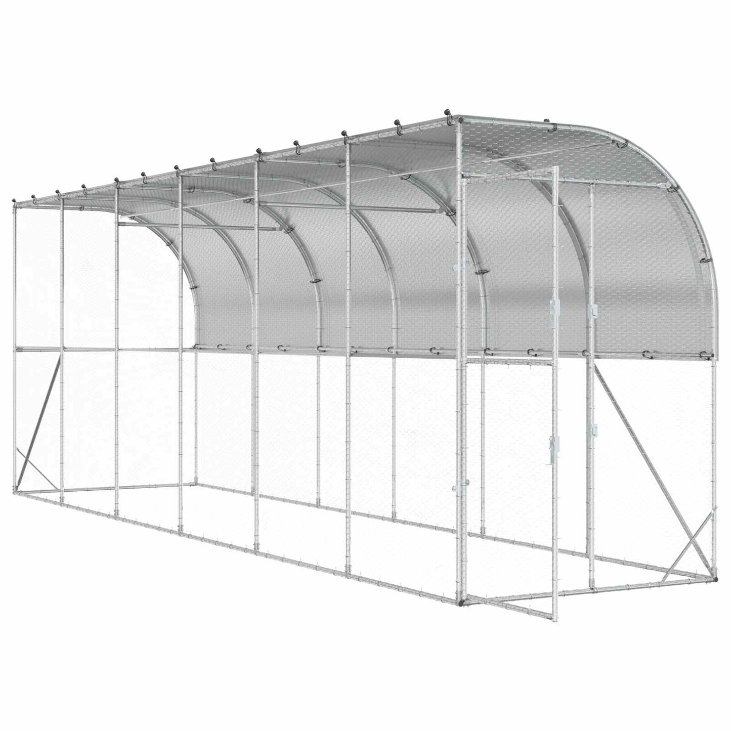 Hønsehus Mod Væg Sølv 600 x 150 x 215 cm Galvaniseret stål