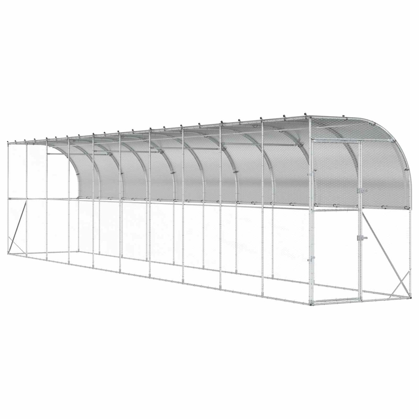 Hønsehus Mod Væg Sølv 600 x 150 x 215 cm Galvaniseret stål