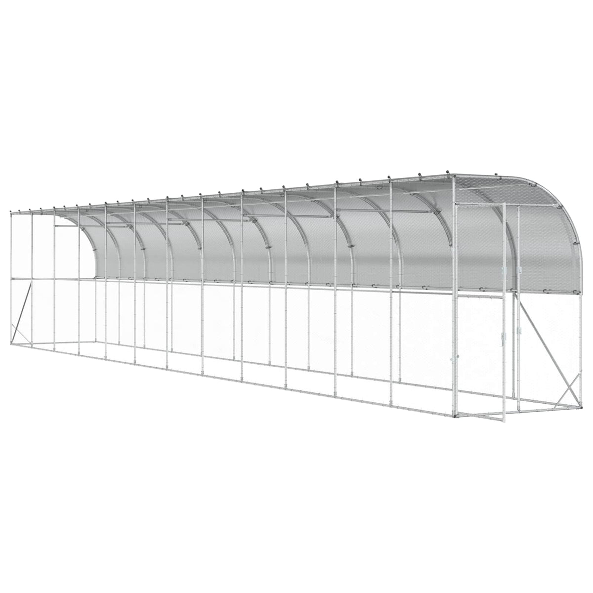 Hønsehus Mod Væg Sølv 600 x 150 x 215 cm Galvaniseret stål