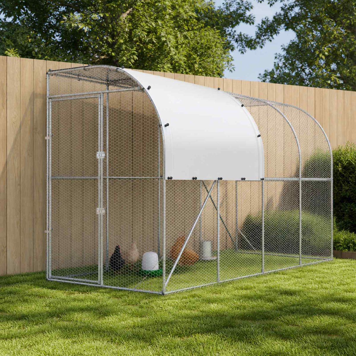 Hønsehus Mod Væg Sølv 400 x 150 x 215 cm Galvaniseret stål