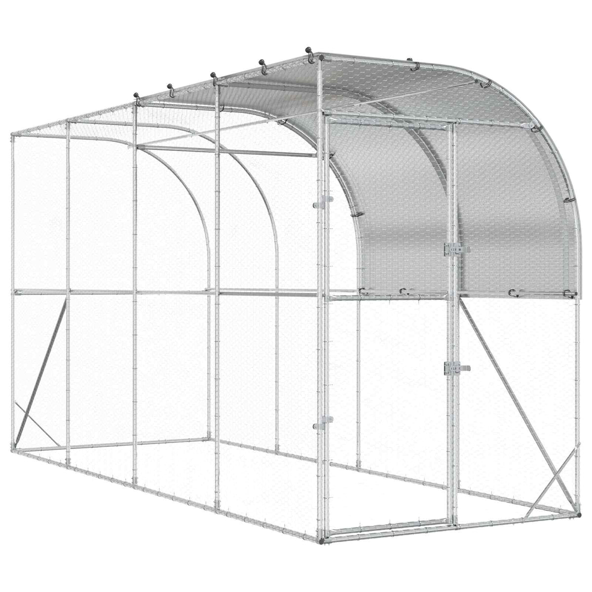 Hønsehus Mod Væg Sølv 400 x 150 x 215 cm Galvaniseret stål