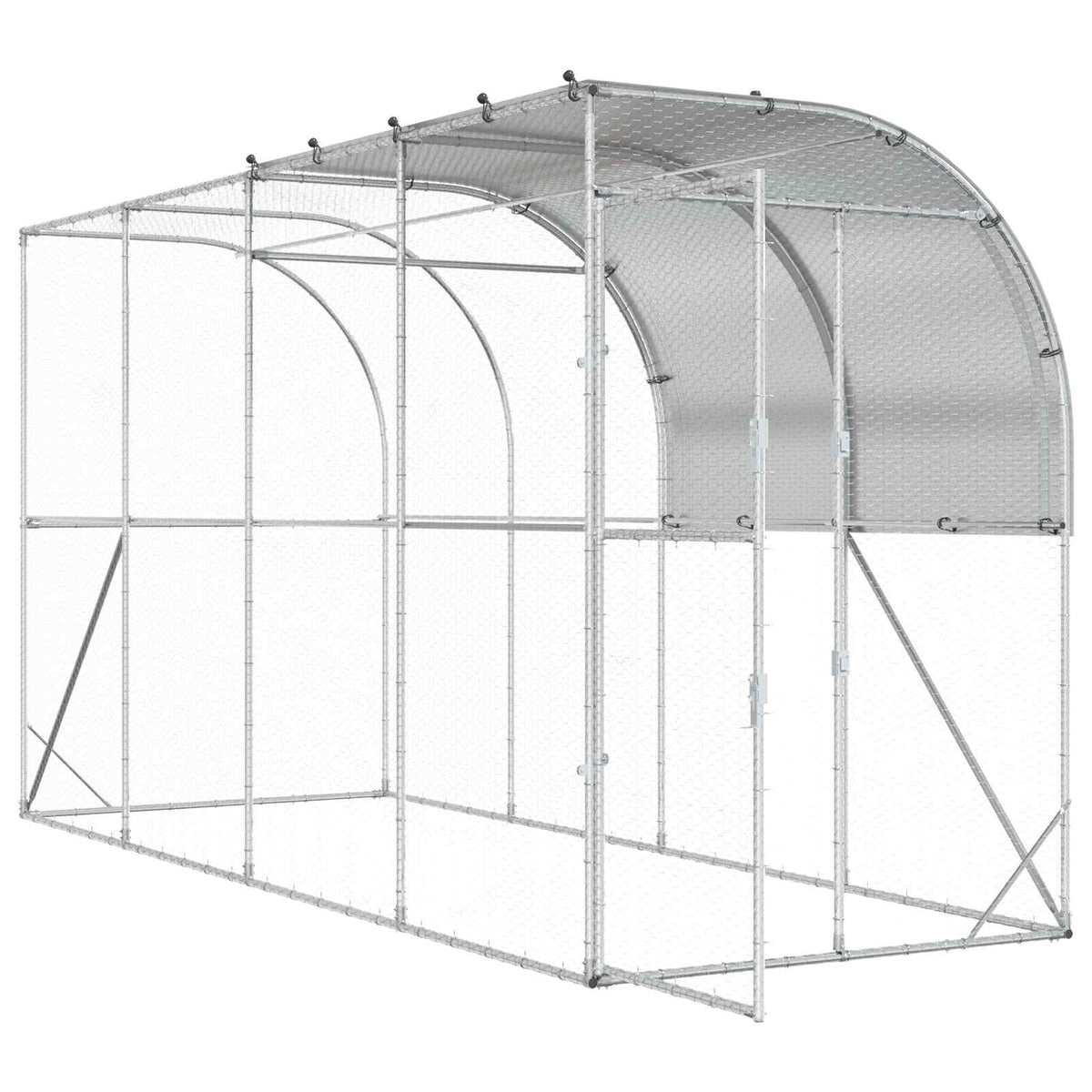 Hønsehus Mod Væg Sølv 400 x 150 x 215 cm Galvaniseret stål