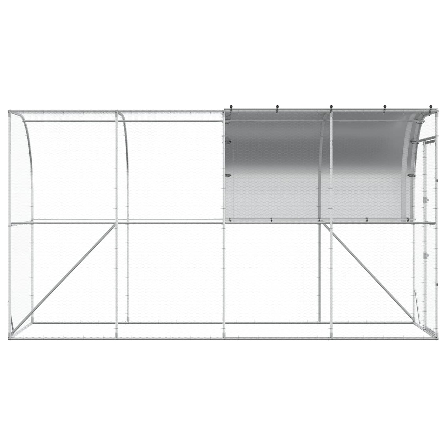 Hønsehus Mod Væg Sølv 400 x 150 x 215 cm Galvaniseret stål