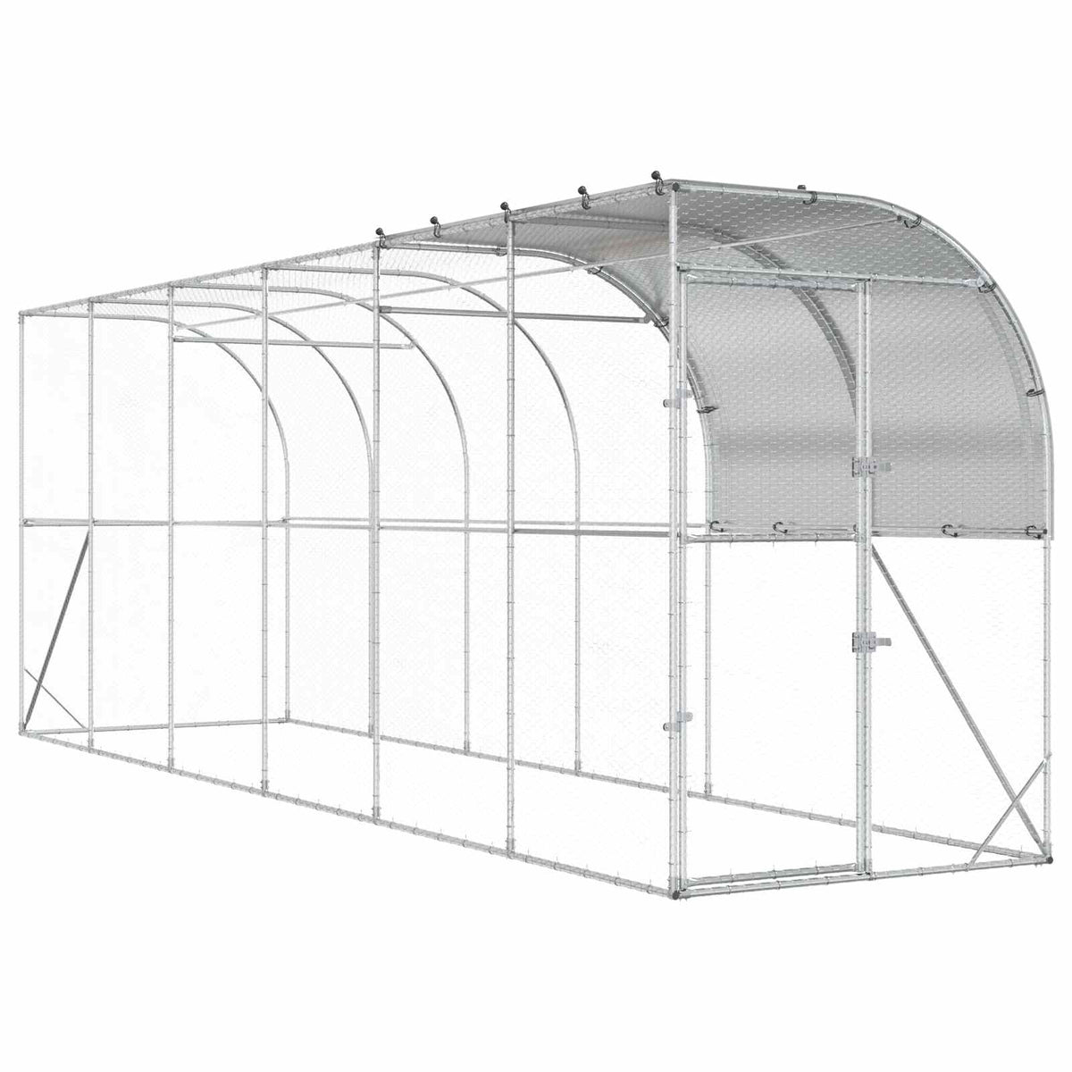 Hønsehus Mod Væg Sølv 600 x 150 x 215 cm Galvaniseret stål