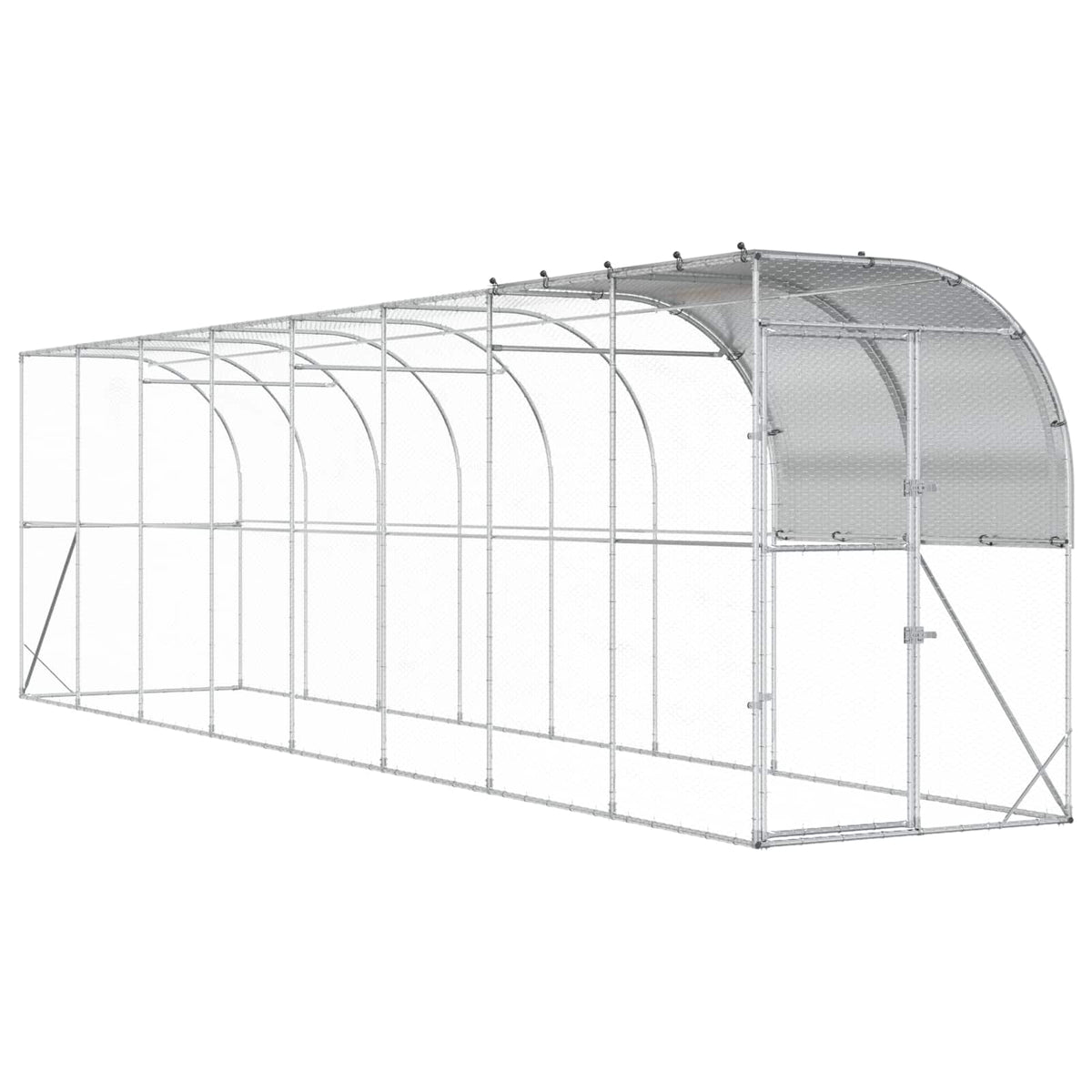Hønsehus Mod Væg Sølv 800 x 150 x 215 cm Galvaniseret stål