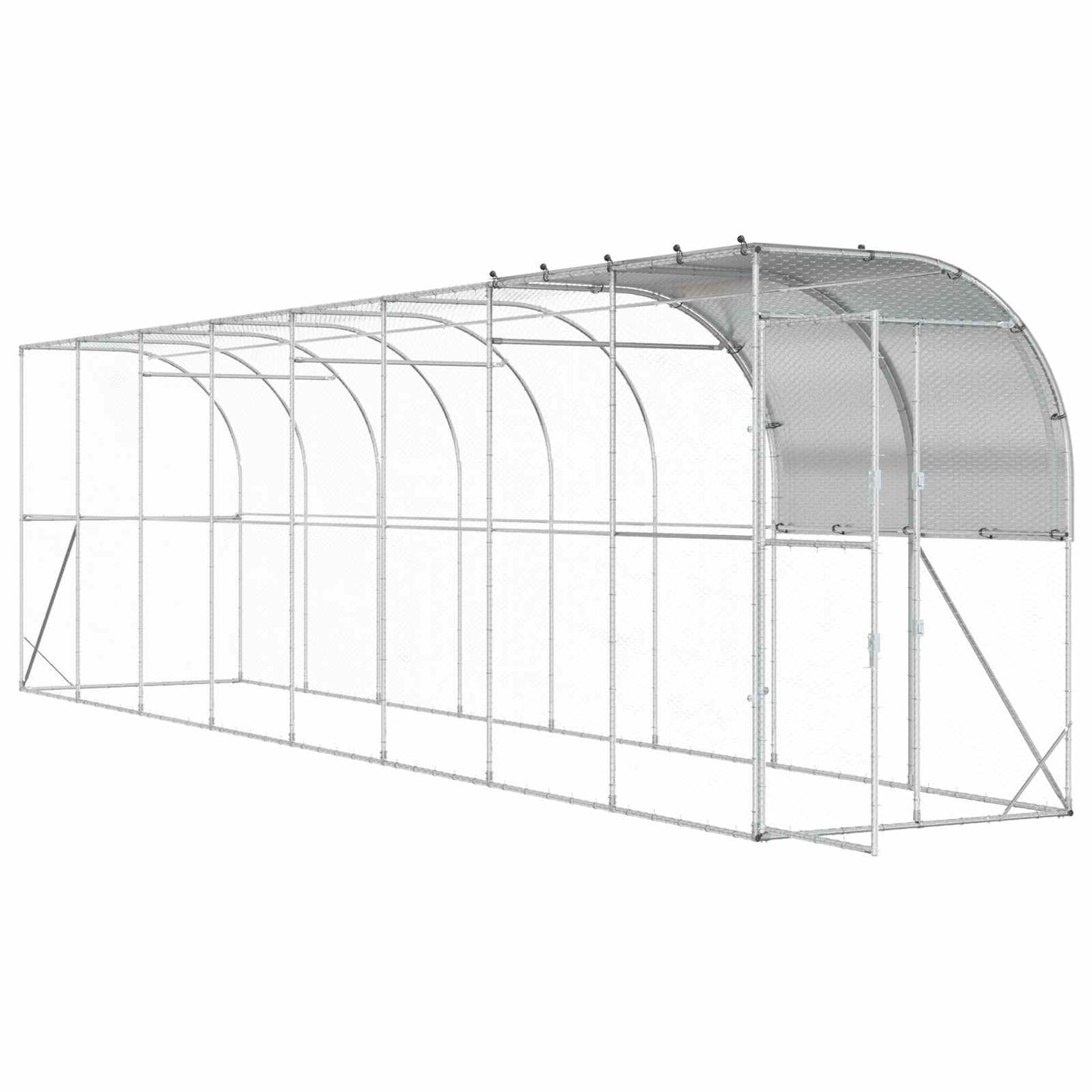Hønsehus Mod Væg Sølv 800 x 150 x 215 cm Galvaniseret stål