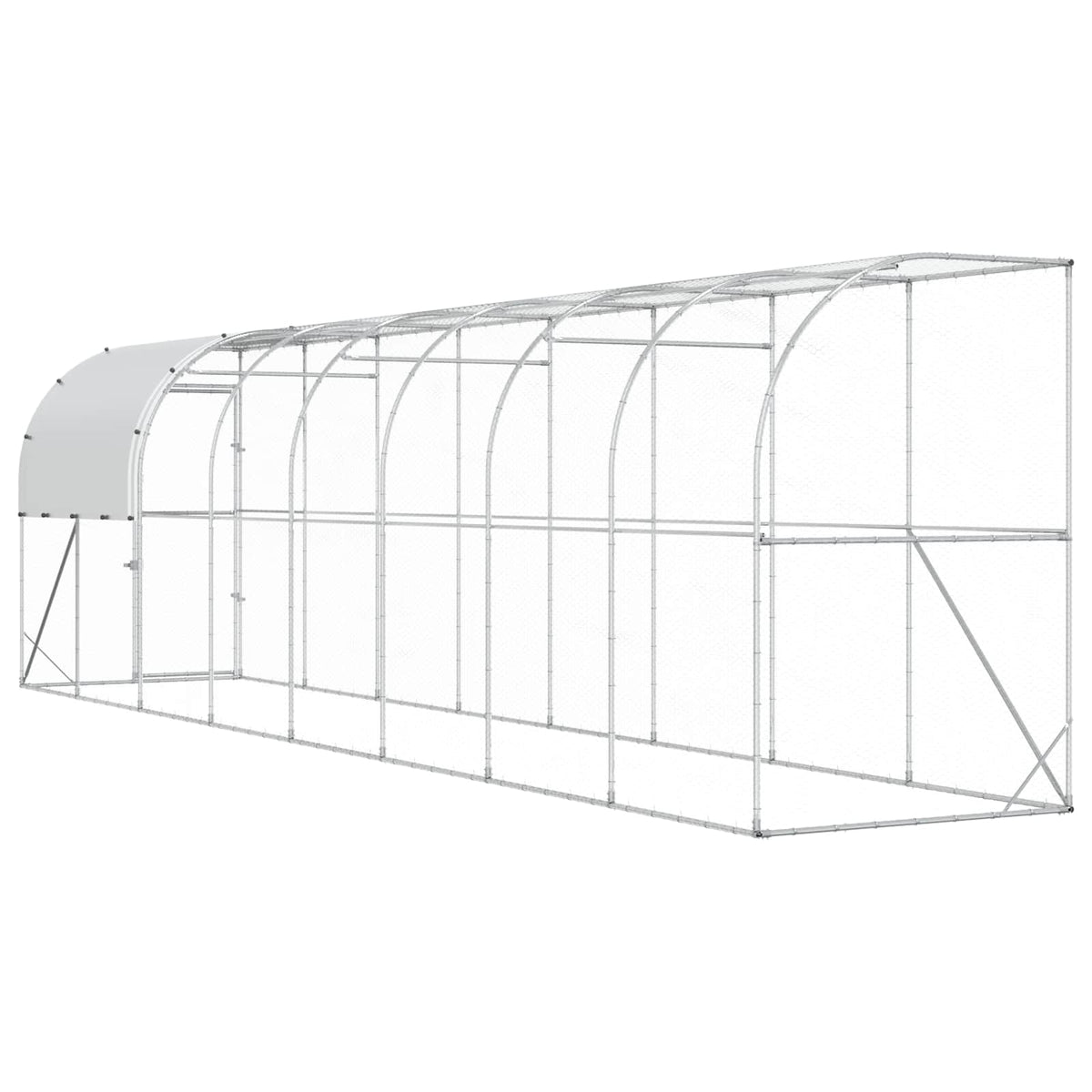 Hønsehus Mod Væg Sølv 800 x 150 x 215 cm Galvaniseret stål