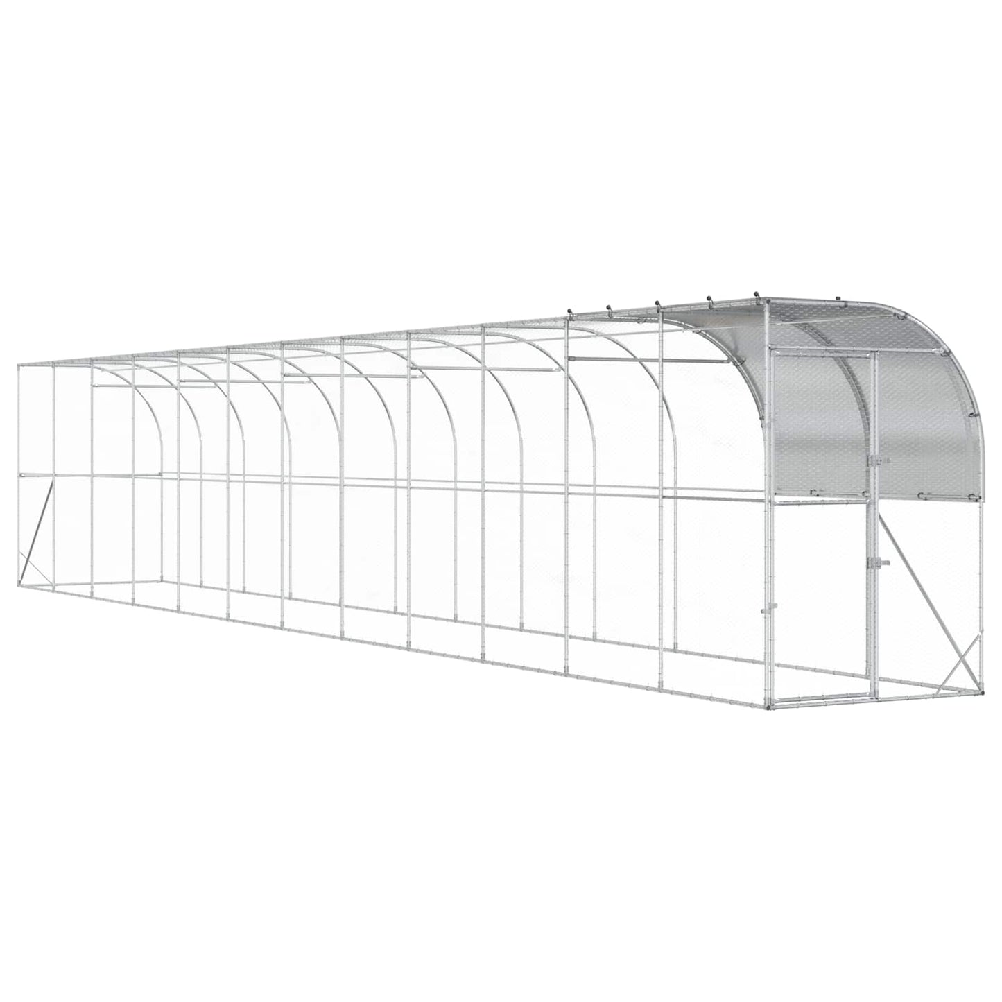 Hønsehus Mod Væg Sølv 1200 x 150 x 215 cm Galvaniseret stål