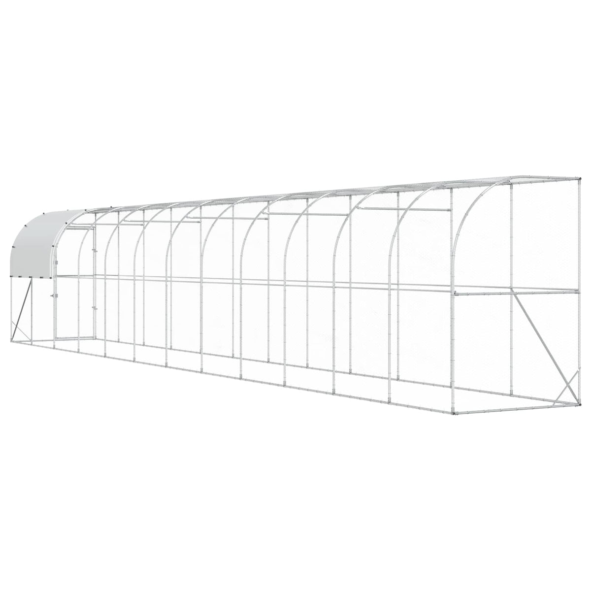 Hønsehus Mod Væg Sølv 1200 x 150 x 215 cm Galvaniseret stål