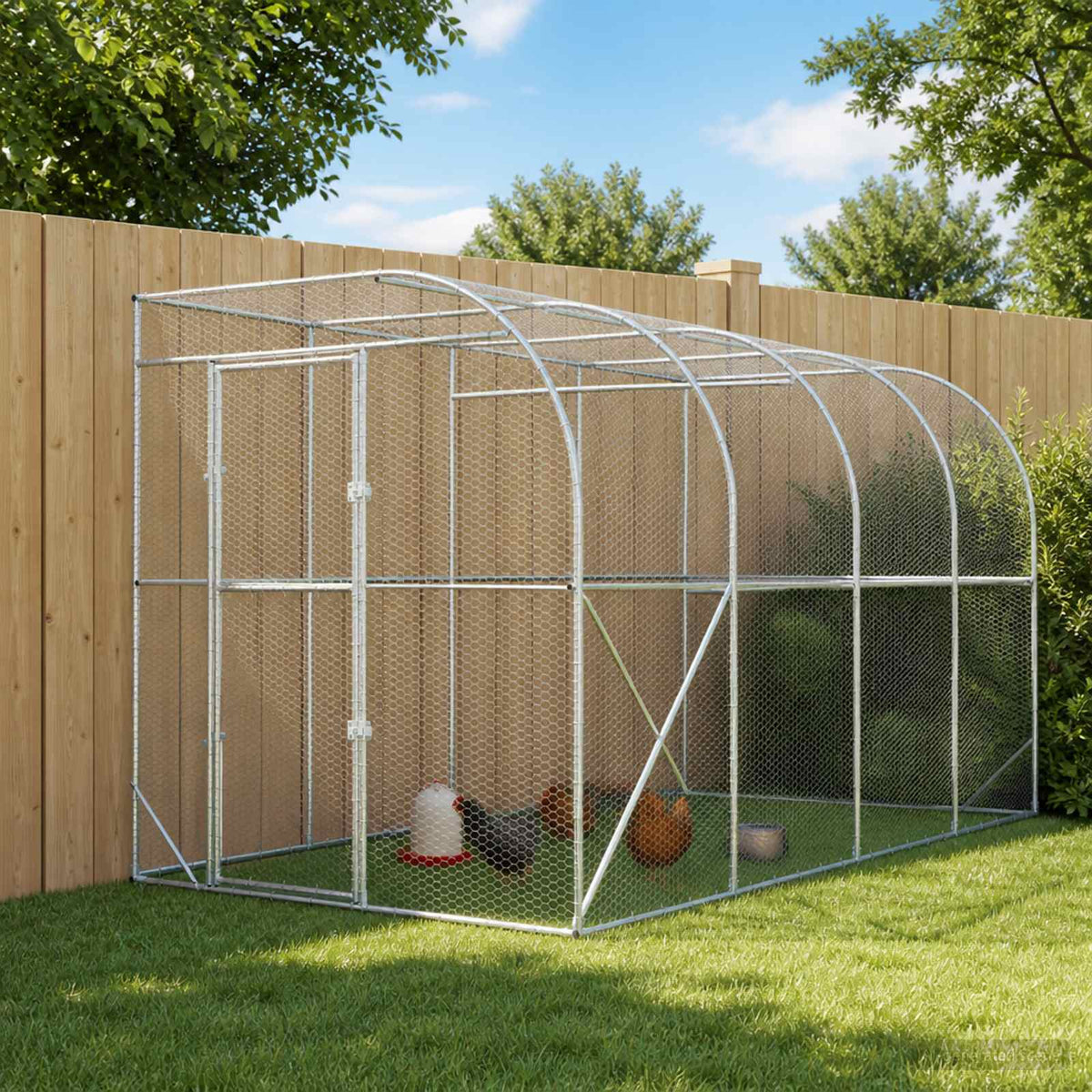 Hønsehus Mod Væg Sølv 600 x 150 x 215 cm Galvaniseret stål