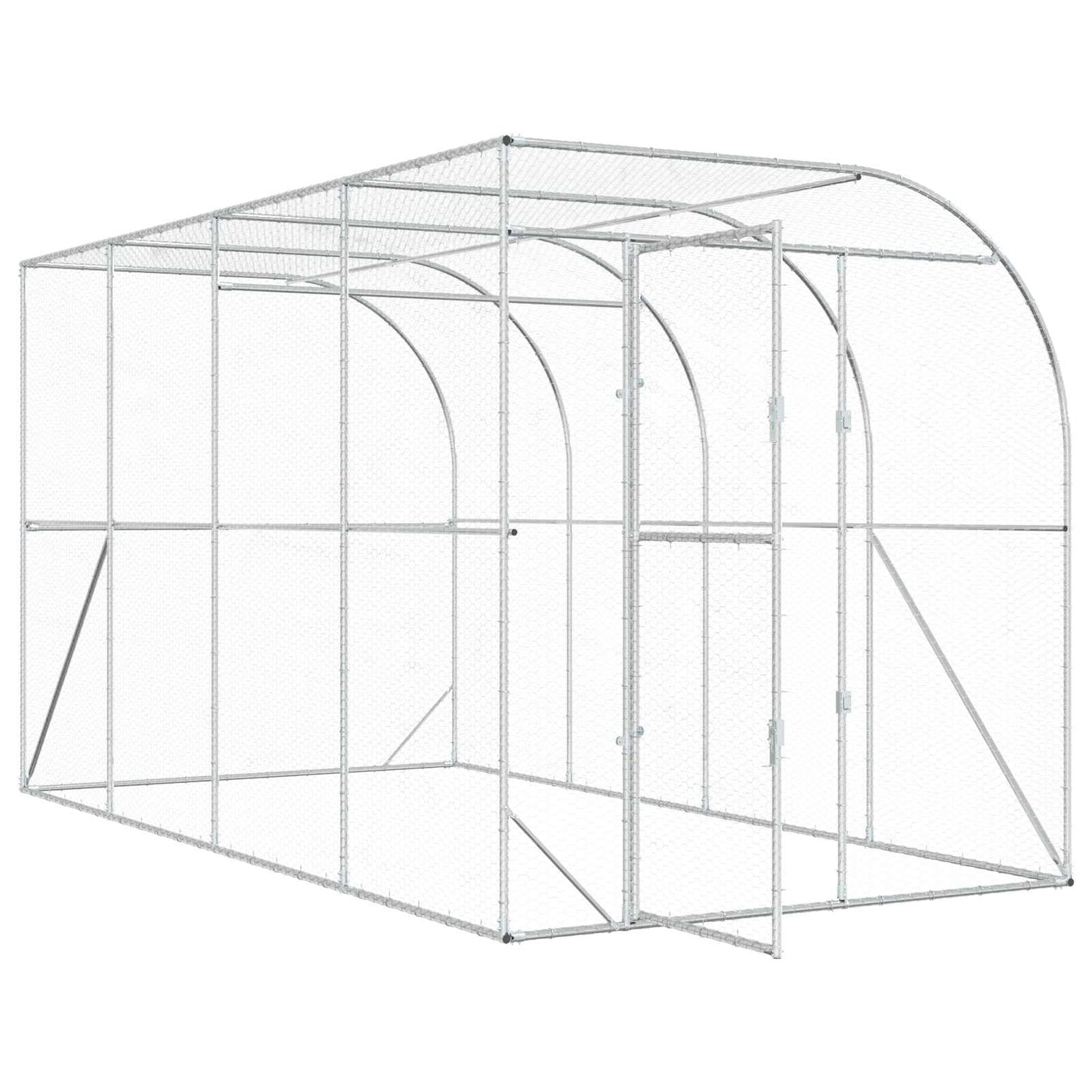 Hønsehus Mod Væg Sølv 600 x 150 x 215 cm Galvaniseret stål