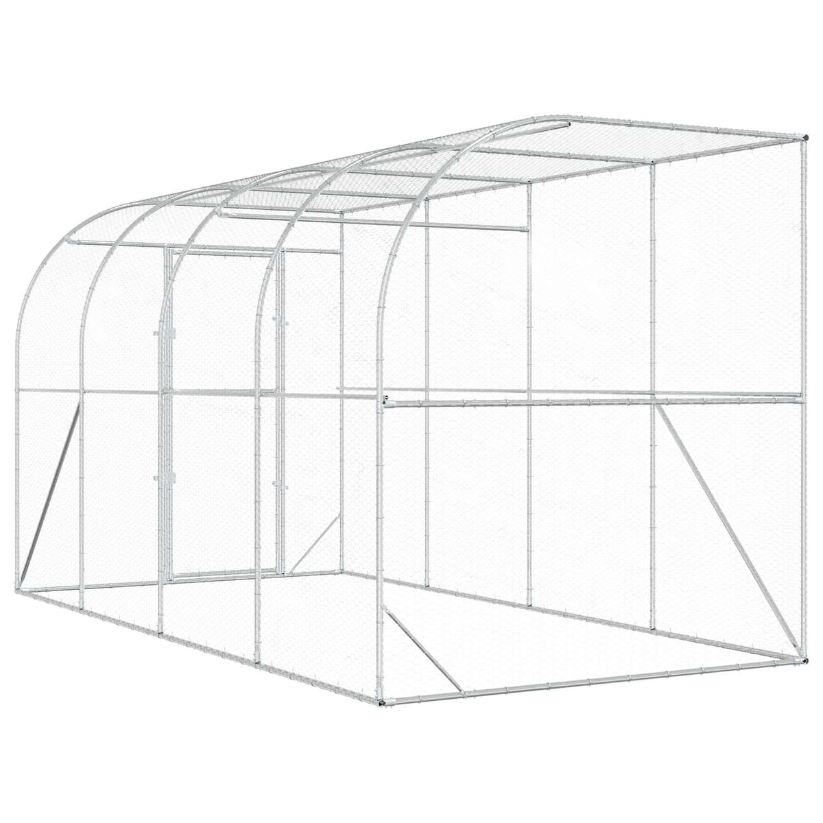 Hønsehus Mod Væg Sølv 600 x 150 x 215 cm Galvaniseret stål