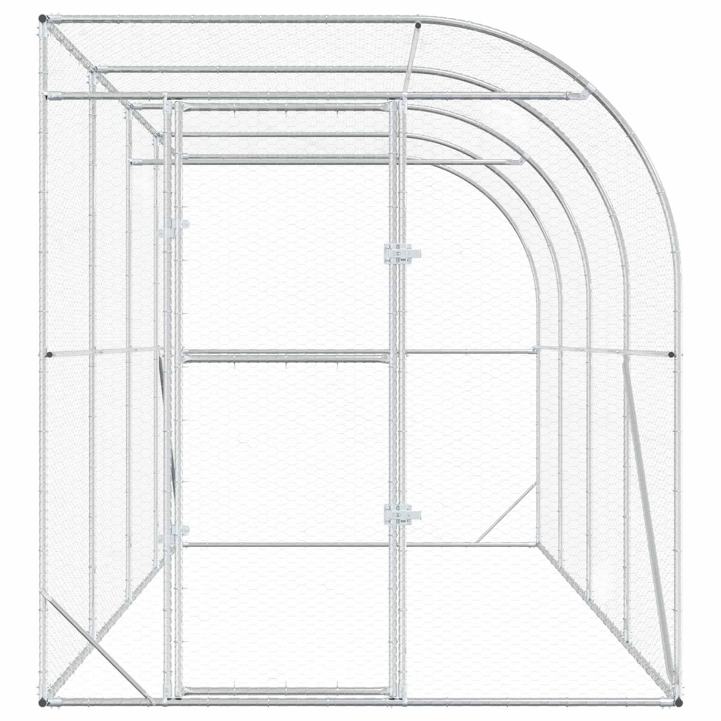 Hønsehus Mod Væg Sølv 600 x 150 x 215 cm Galvaniseret stål