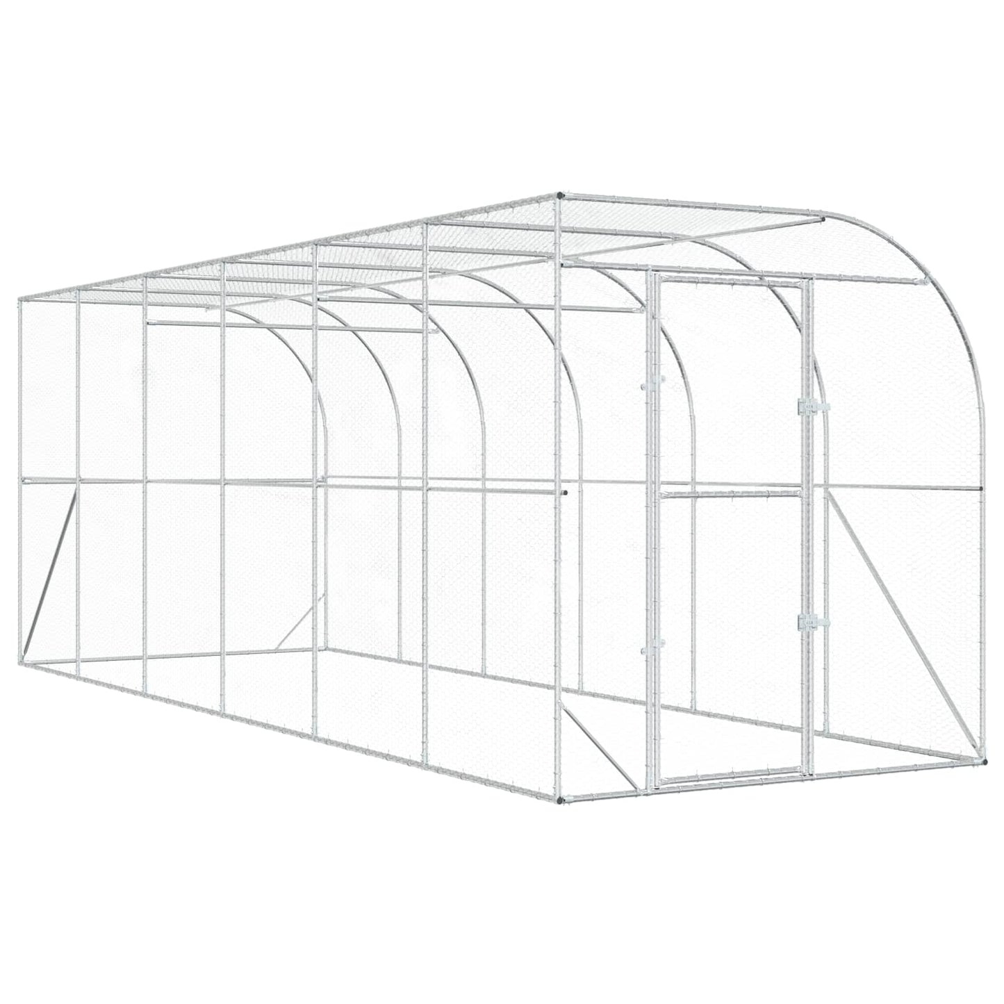 Hønsehus Mod Væg Sølv 600 x 150 x 215 cm Galvaniseret stål