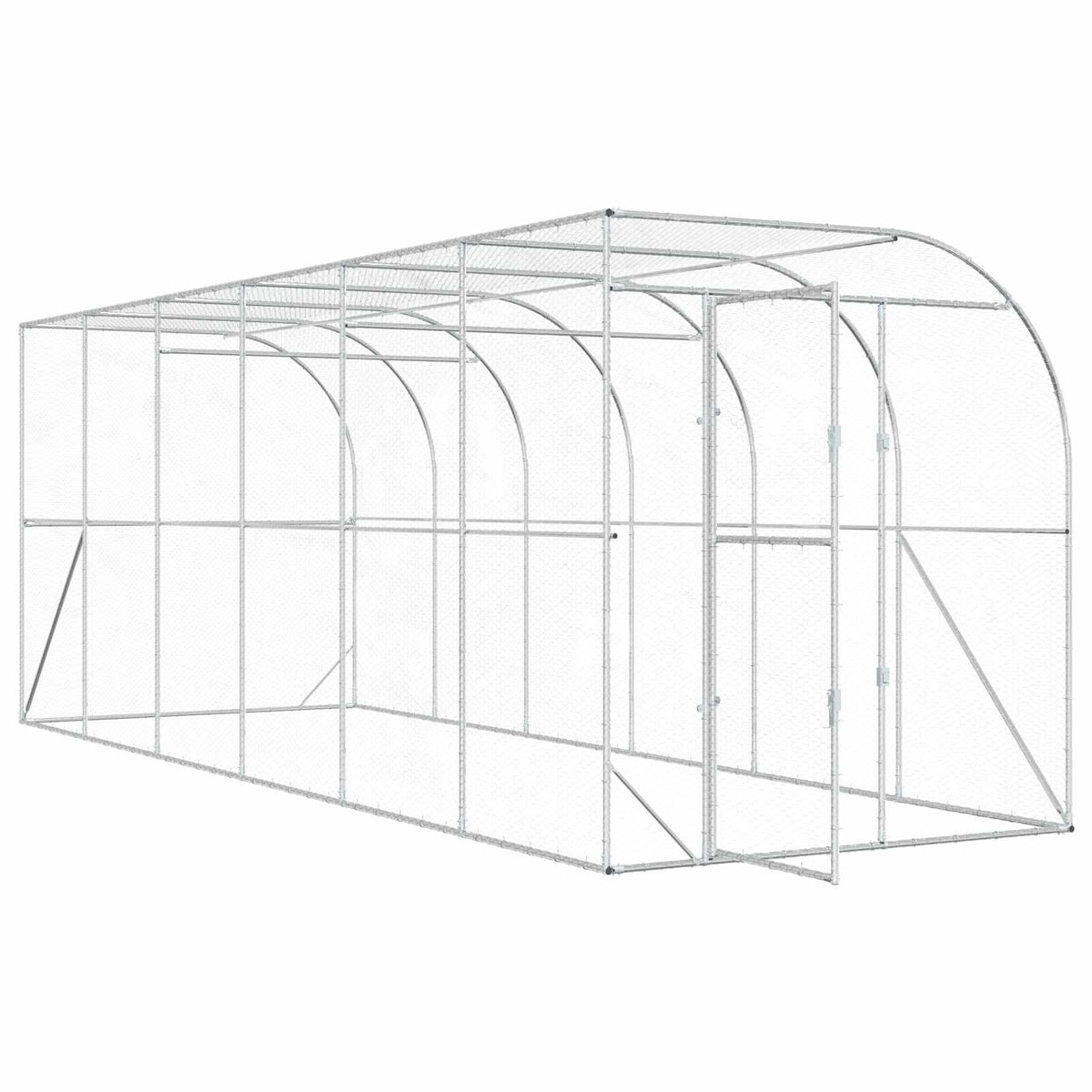 Hønsehus Mod Væg Sølv 600 x 150 x 215 cm Galvaniseret stål
