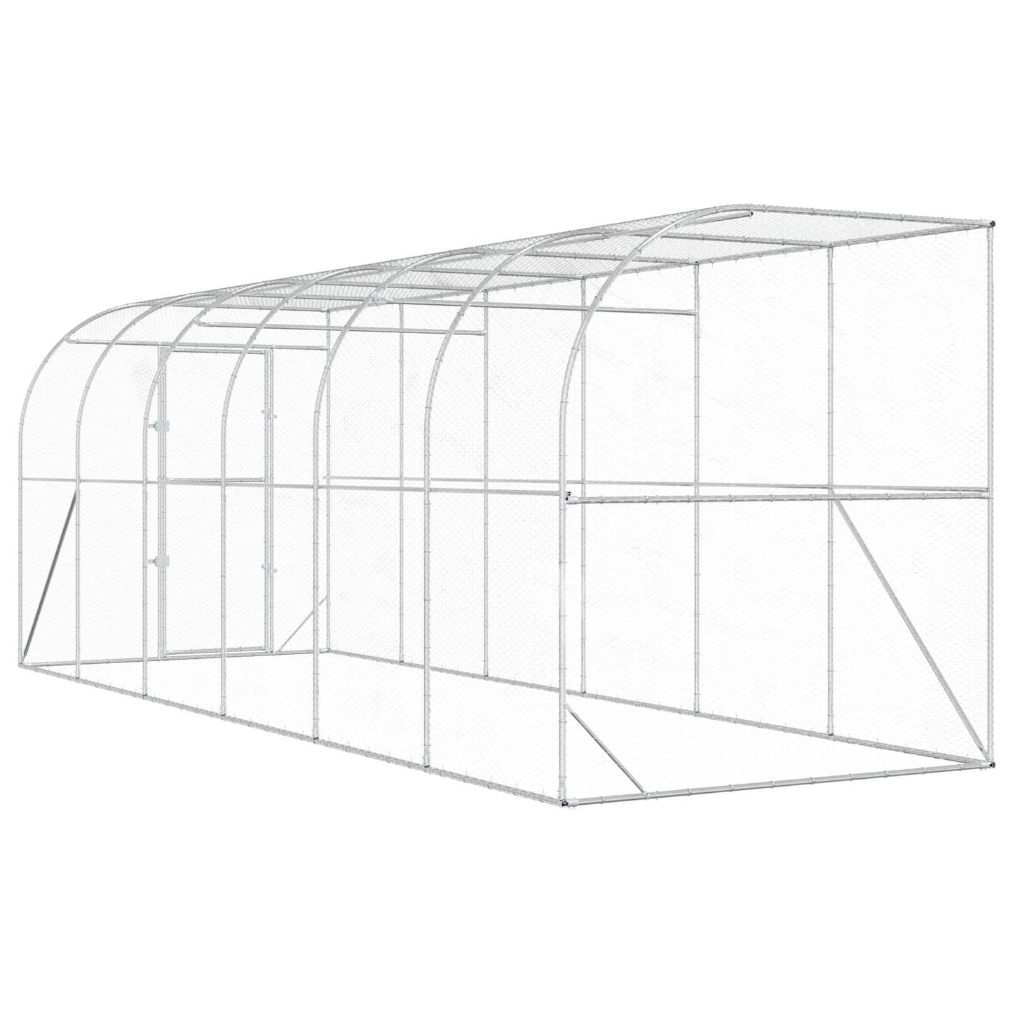 Hønsehus Mod Væg Sølv 600 x 150 x 215 cm Galvaniseret stål
