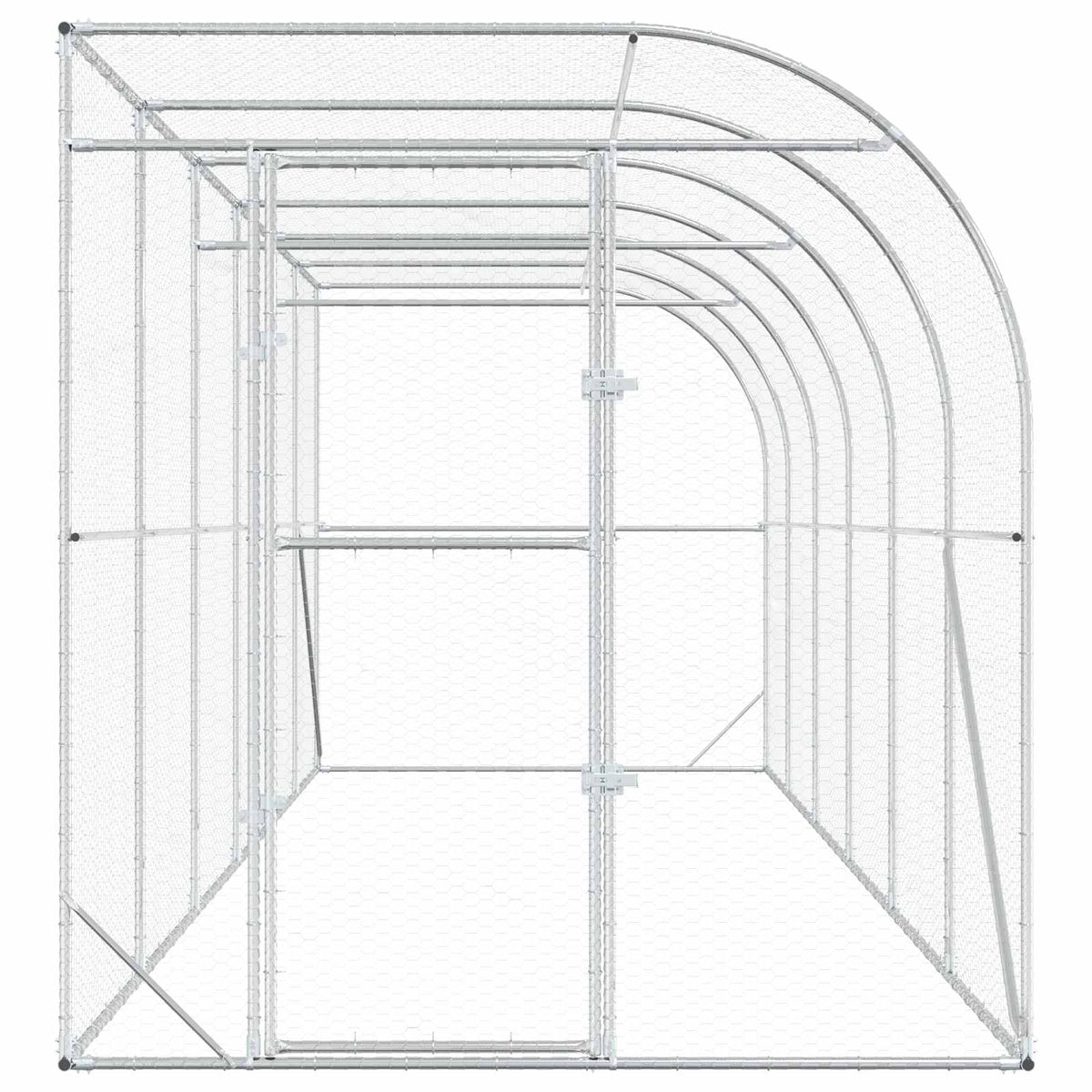 Hønsehus Mod Væg Sølv 600 x 150 x 215 cm Galvaniseret stål