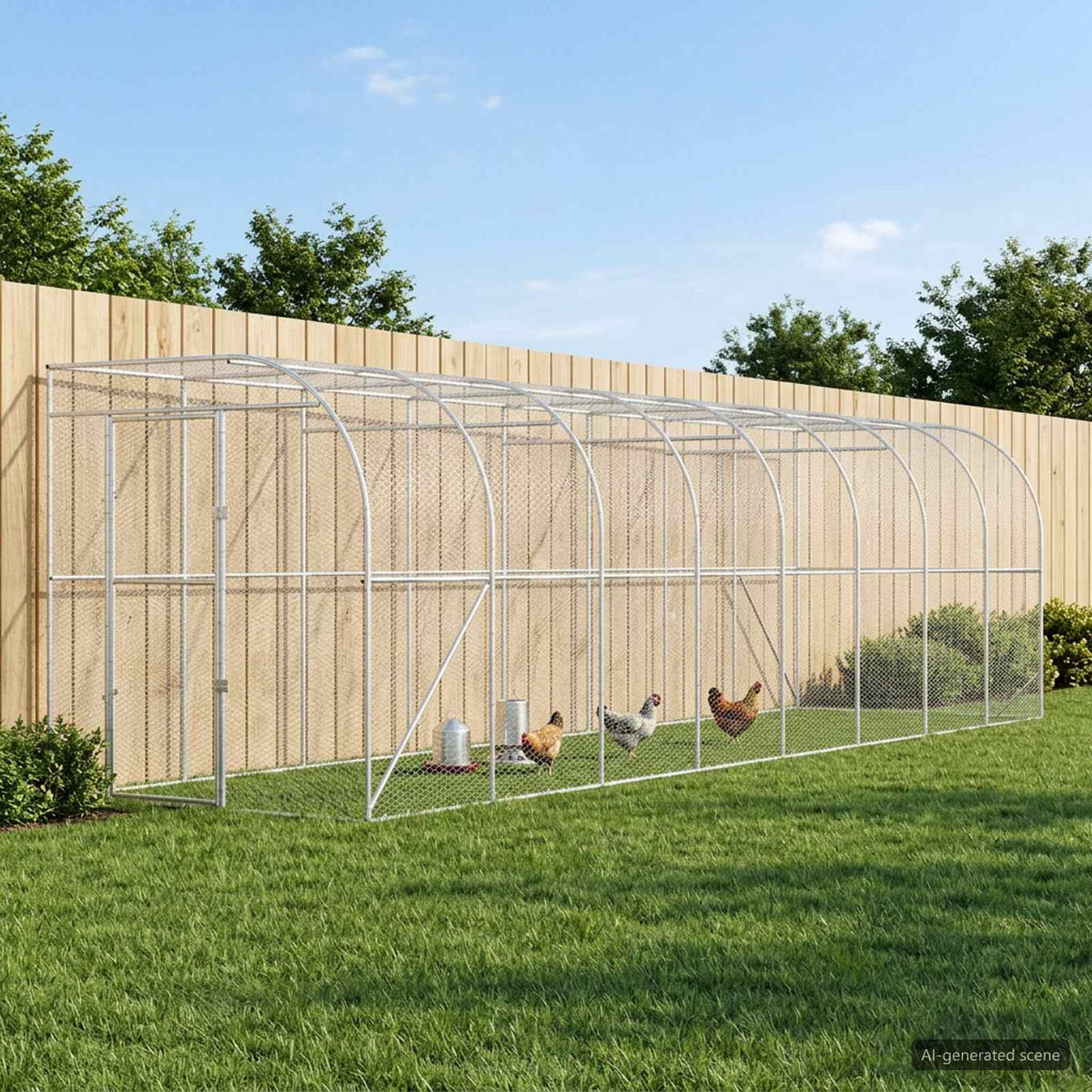 Hønsehus Mod Væg Sølv 600 x 150 x 215 cm Galvaniseret stål