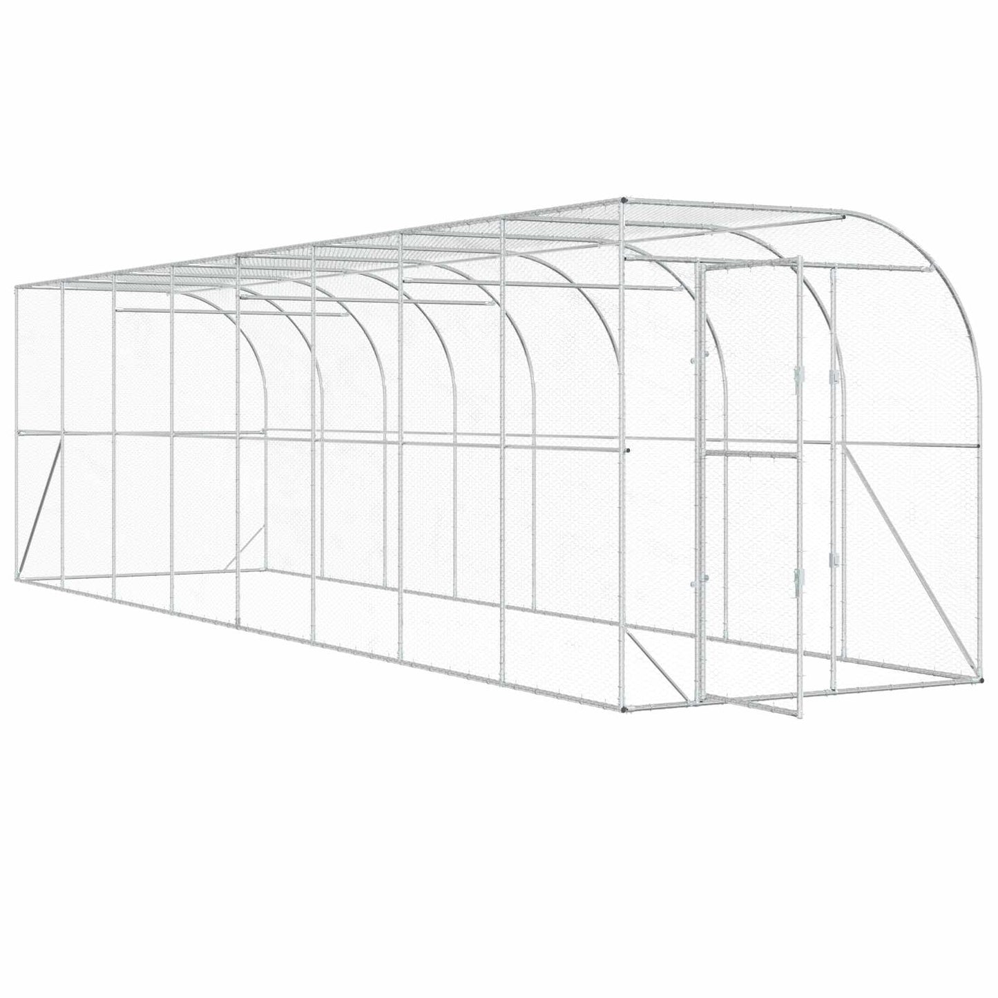 Hønsehus Mod Væg Sølv 600 x 150 x 215 cm Galvaniseret stål
