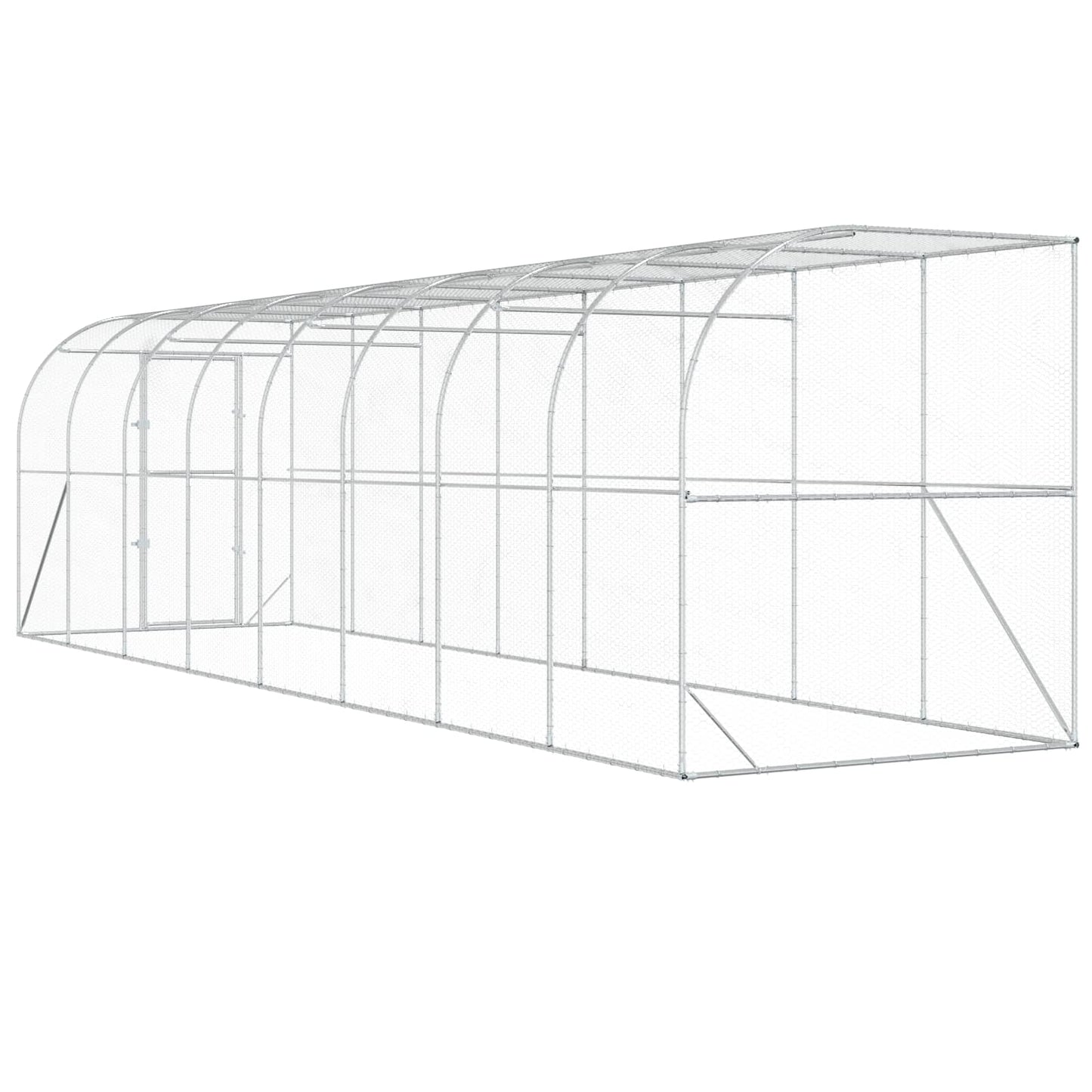 Hønsehus Mod Væg Sølv 600 x 150 x 215 cm Galvaniseret stål