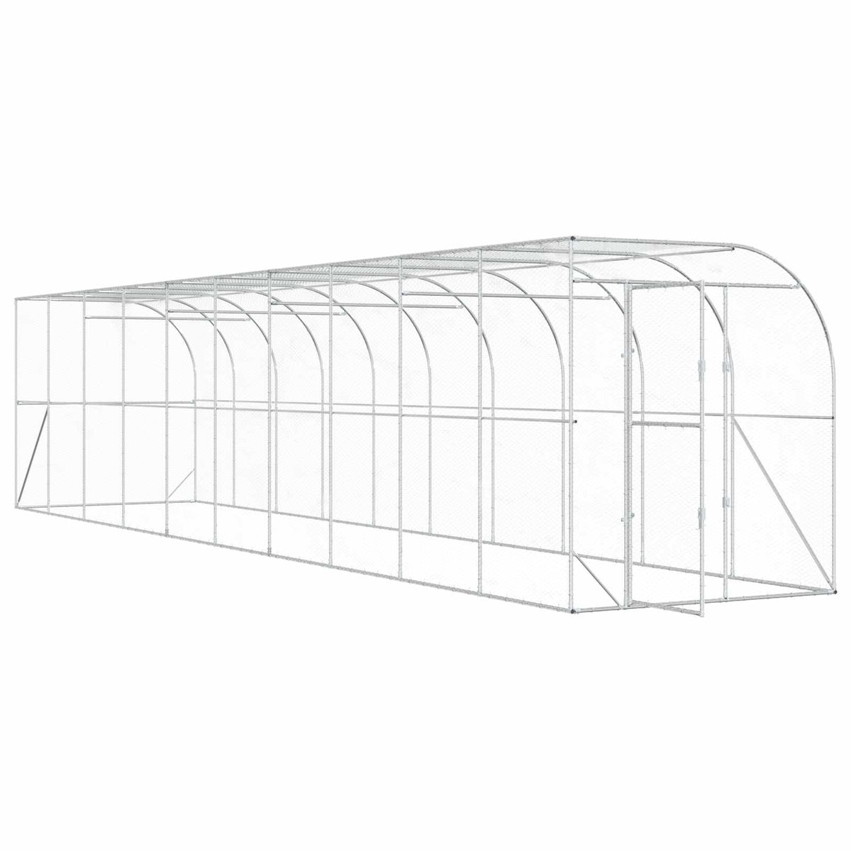 Hønsehus Mod Væg Sølv 600 x 150 x 215 cm Galvaniseret stål