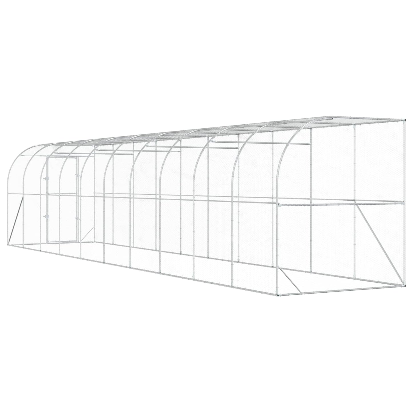 Hønsehus Mod Væg Sølv 600 x 150 x 215 cm Galvaniseret stål