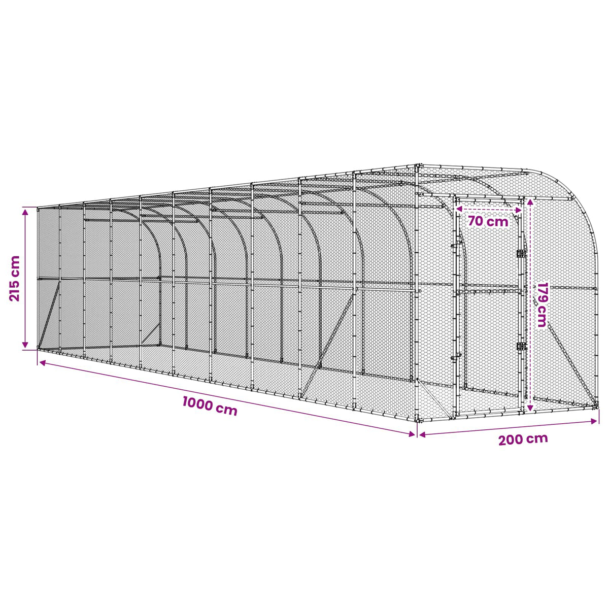 Hønsehus Mod Væg Sølv 600 x 150 x 215 cm Galvaniseret stål