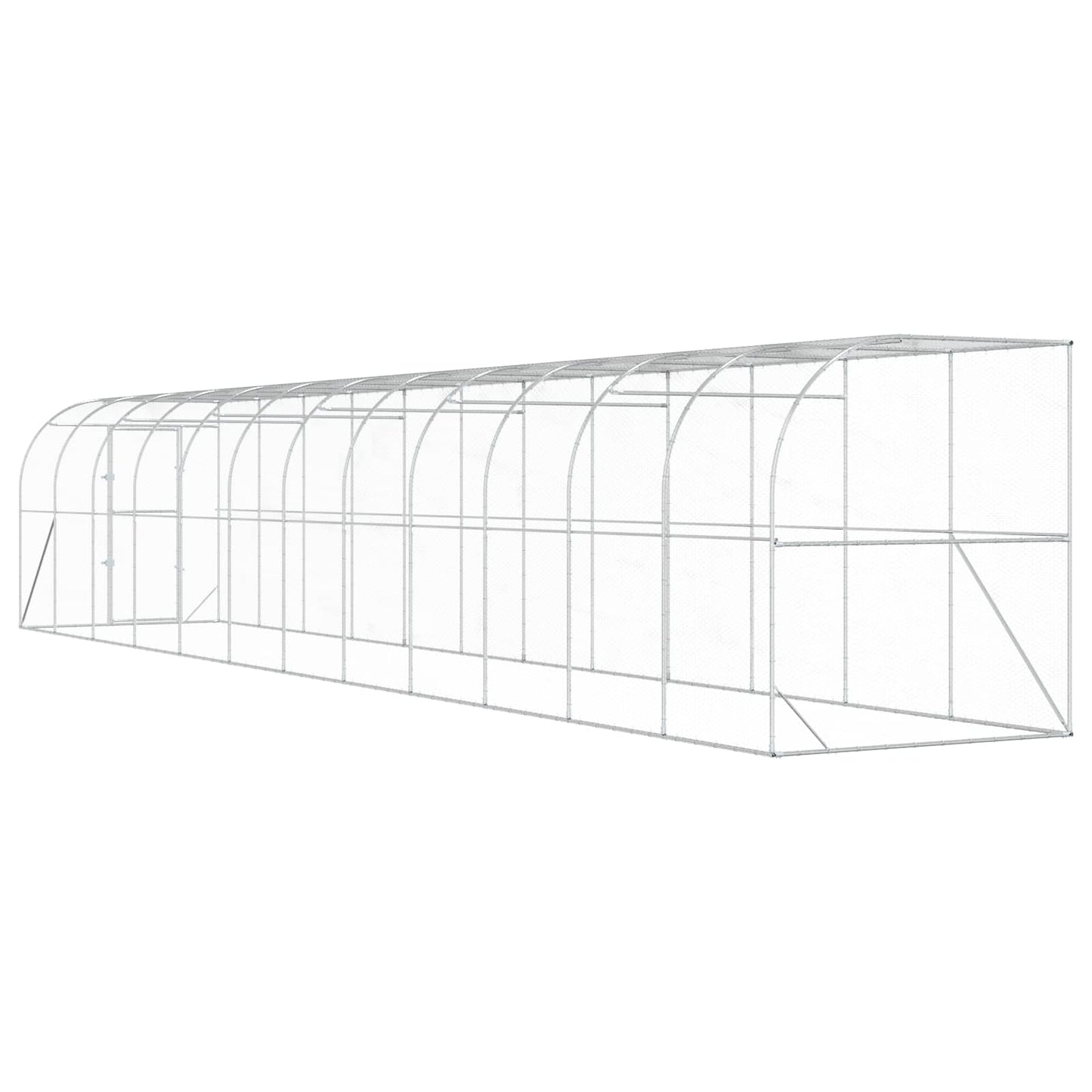 Hønsehus Mod Væg Sølv 600 x 150 x 215 cm Galvaniseret stål