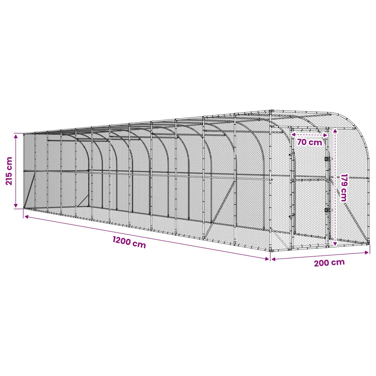 Hønsehus Mod Væg Sølv 600 x 150 x 215 cm Galvaniseret stål