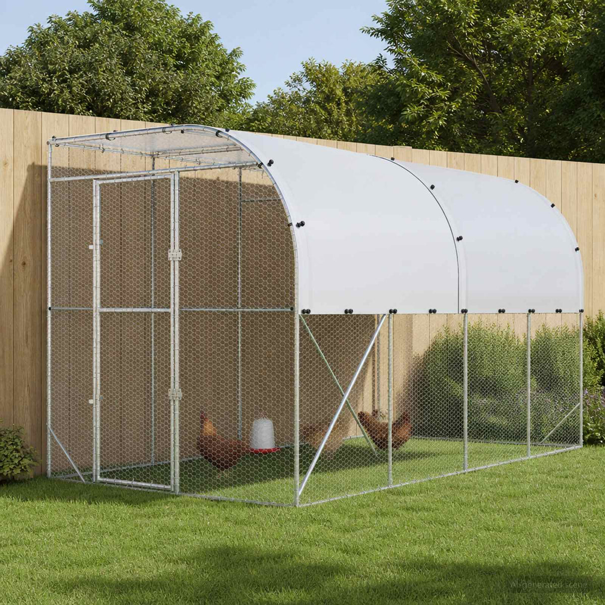 Hønsehus Mod Væg Sølv 600 x 150 x 215 cm Galvaniseret stål