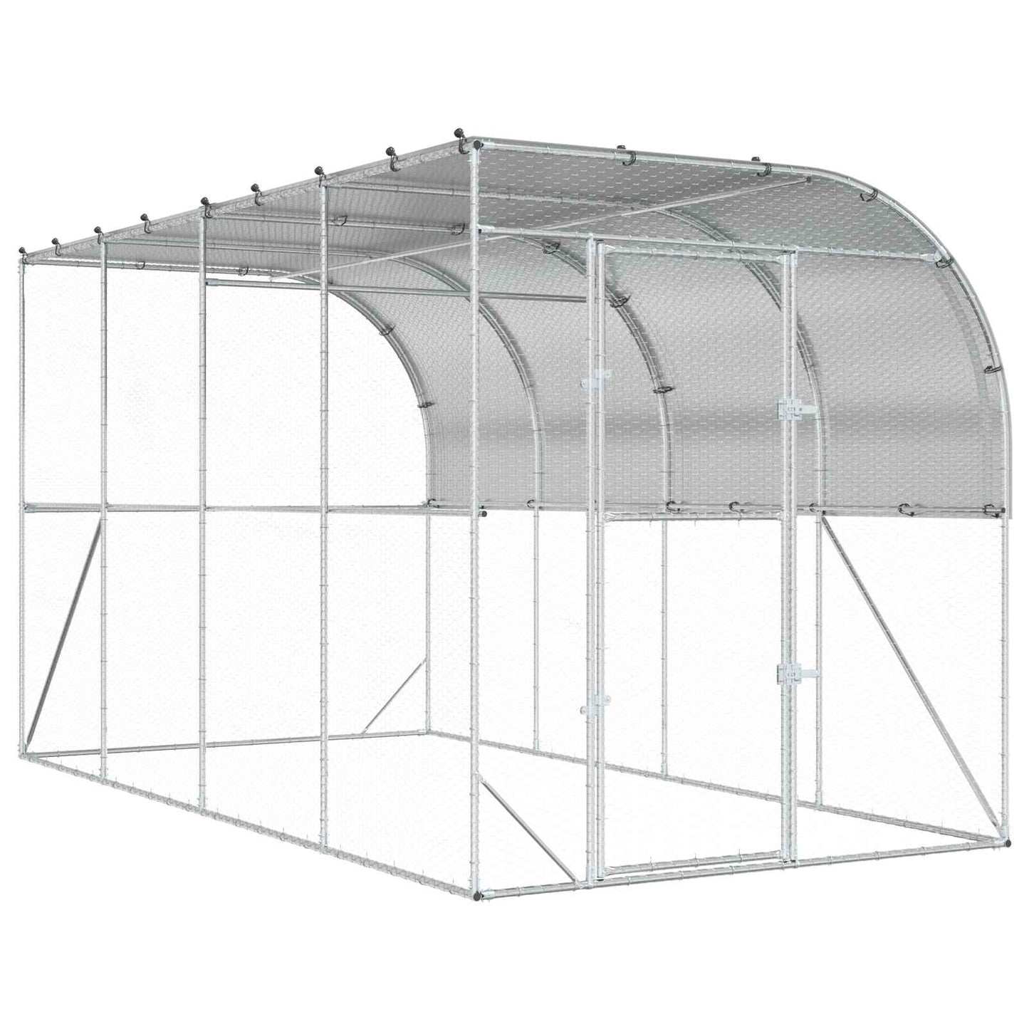 Hønsehus Mod Væg Sølv 600 x 150 x 215 cm Galvaniseret stål