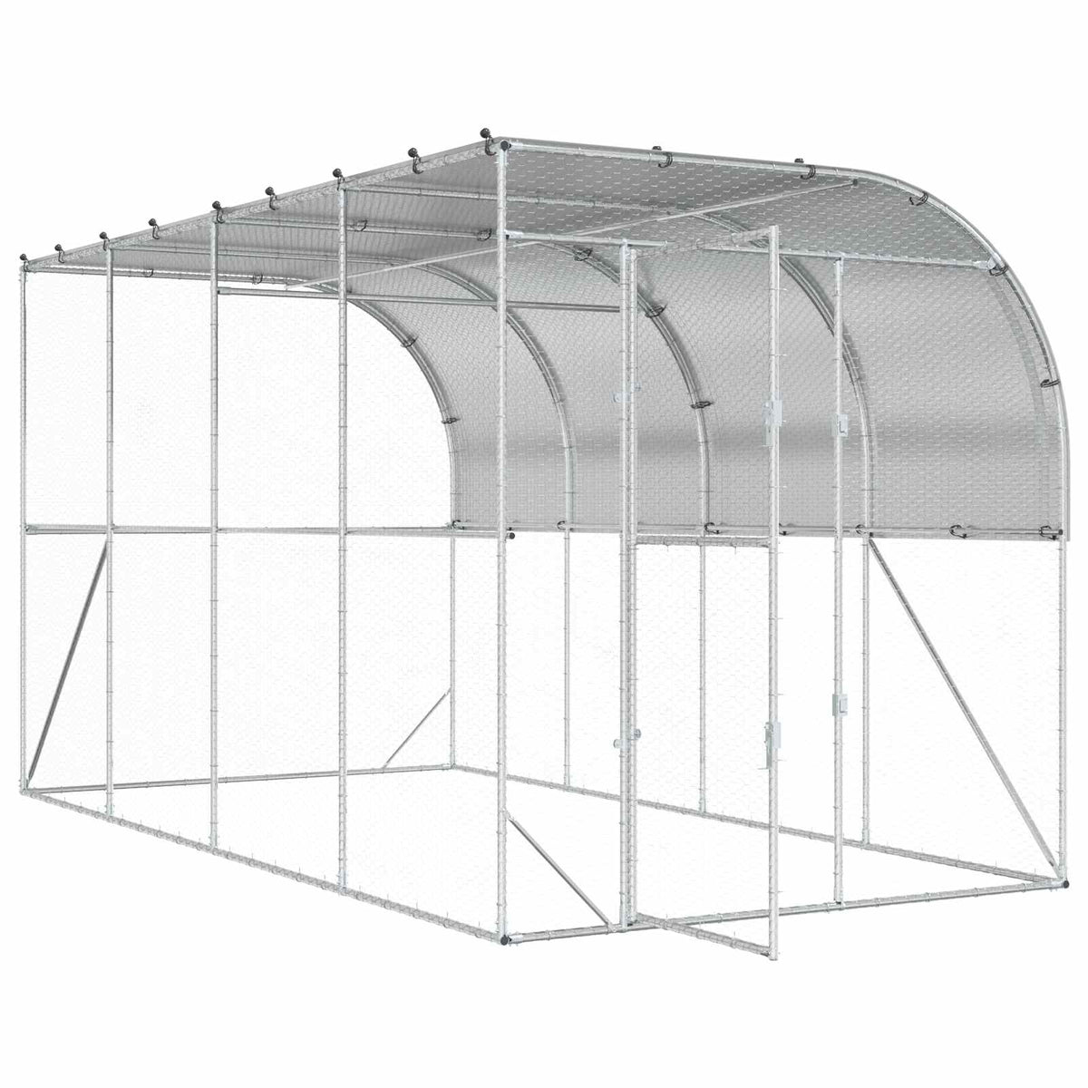Hønsehus Mod Væg Sølv 600 x 150 x 215 cm Galvaniseret stål