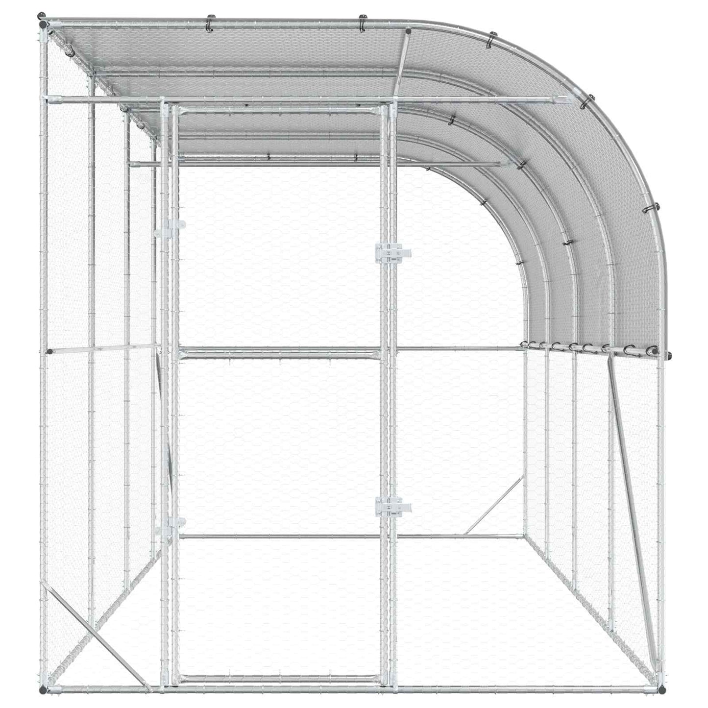 Hønsehus Mod Væg Sølv 600 x 150 x 215 cm Galvaniseret stål