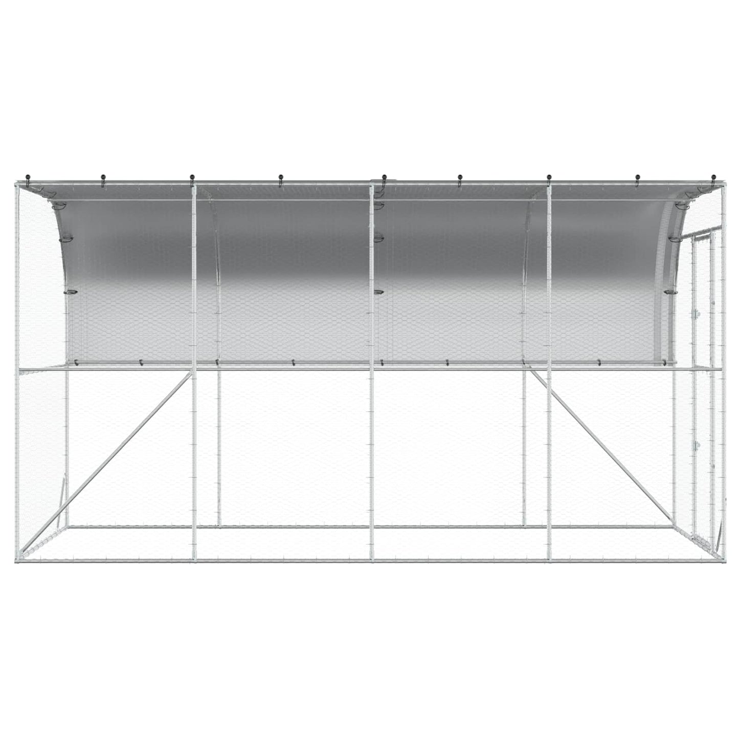 Hønsehus Mod Væg Sølv 600 x 150 x 215 cm Galvaniseret stål