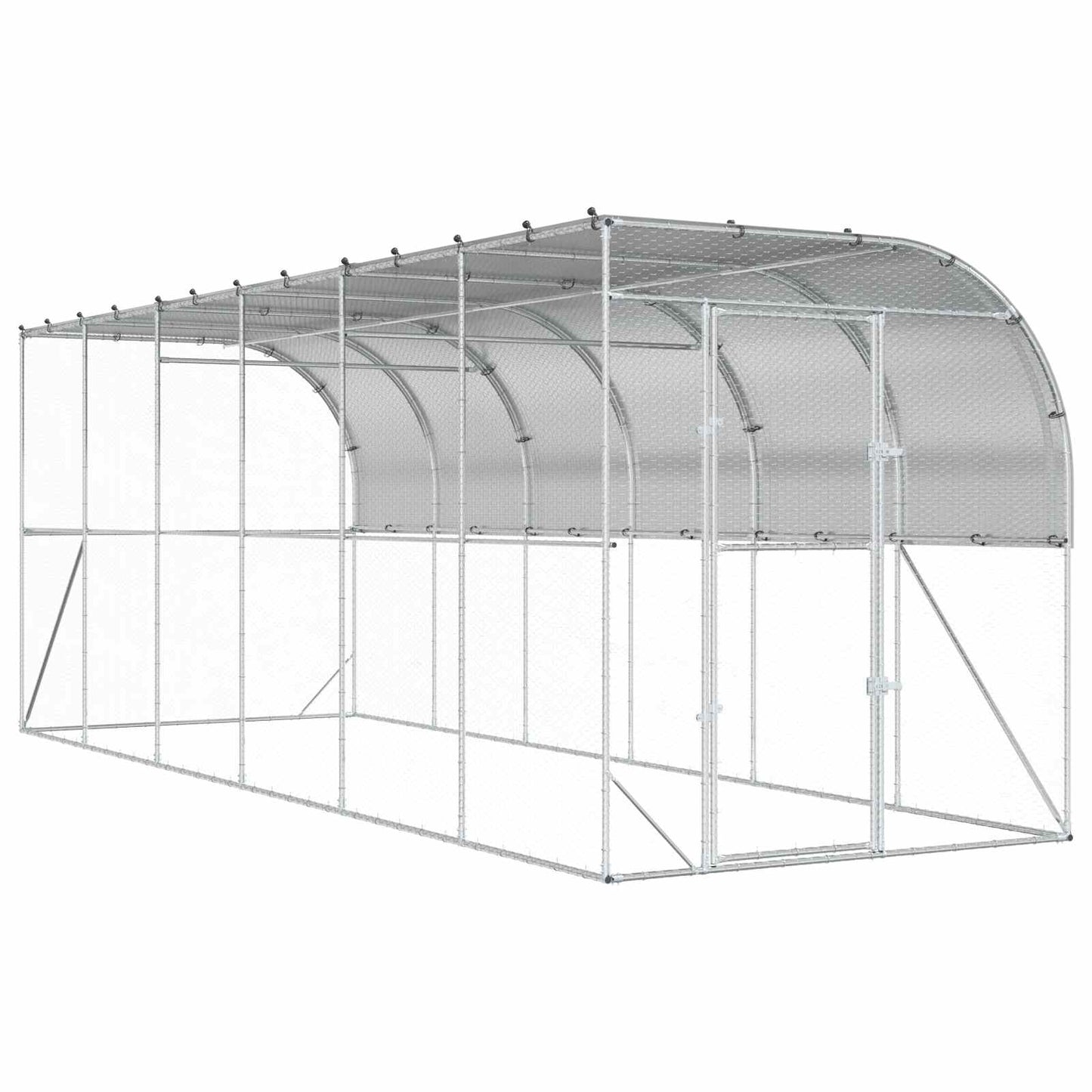 Hønsehus Mod Væg Sølv 600 x 150 x 215 cm Galvaniseret stål