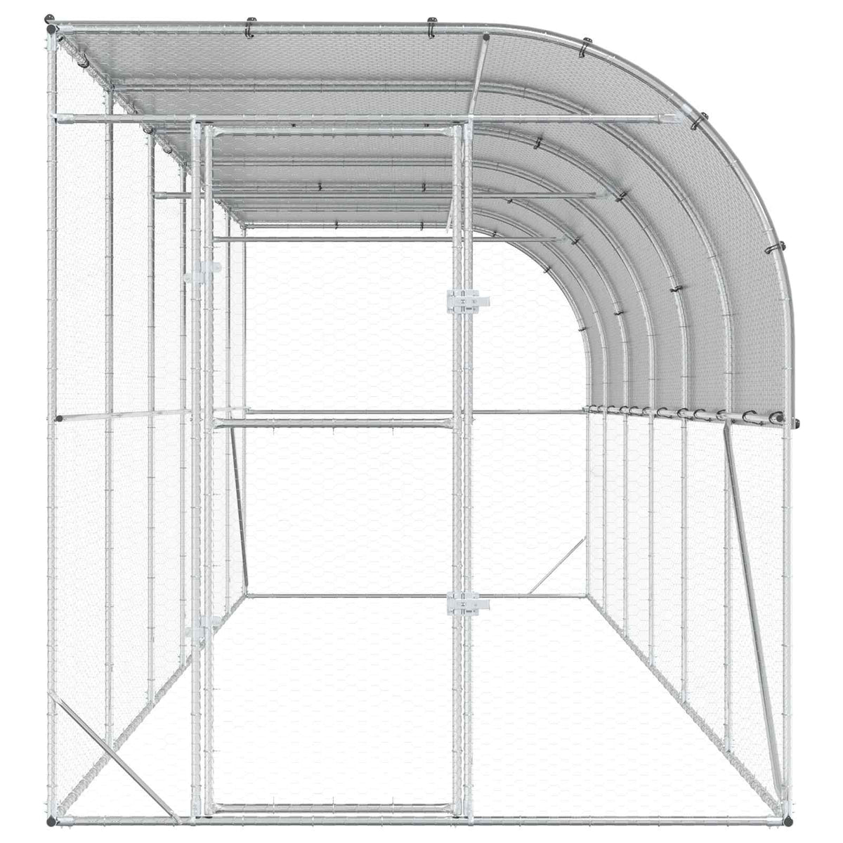 Hønsehus Mod Væg Sølv 600 x 150 x 215 cm Galvaniseret stål