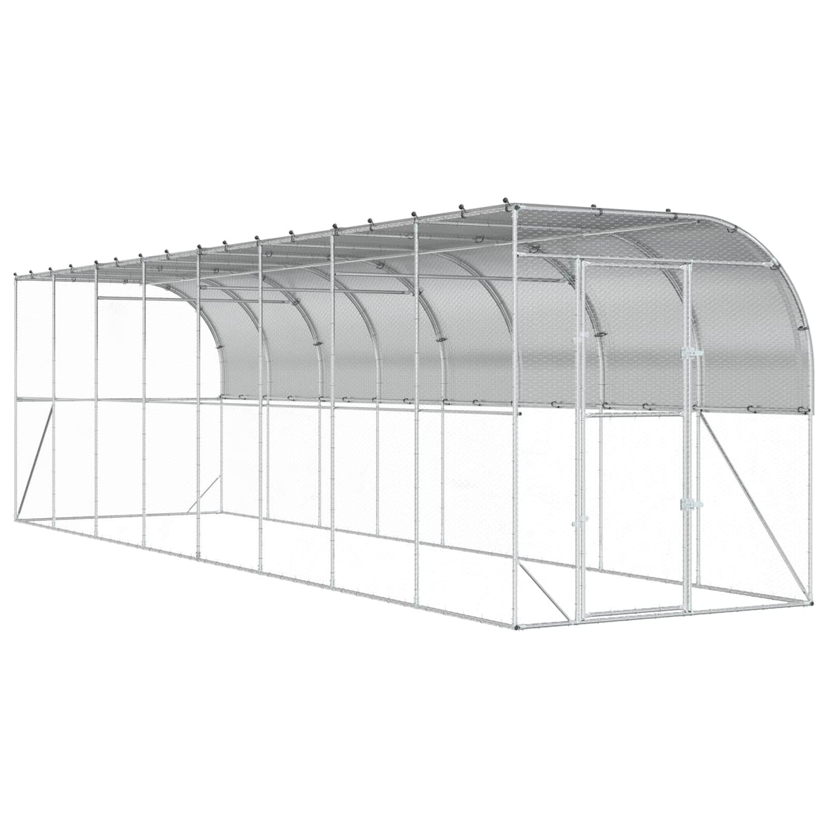 Hønsehus Mod Væg Sølv 600 x 150 x 215 cm Galvaniseret stål