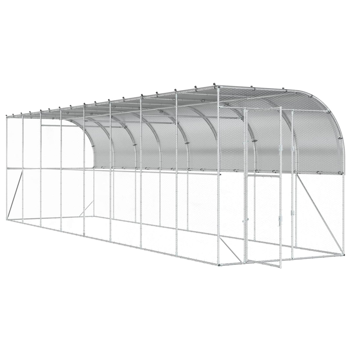 Hønsehus Mod Væg Sølv 600 x 150 x 215 cm Galvaniseret stål