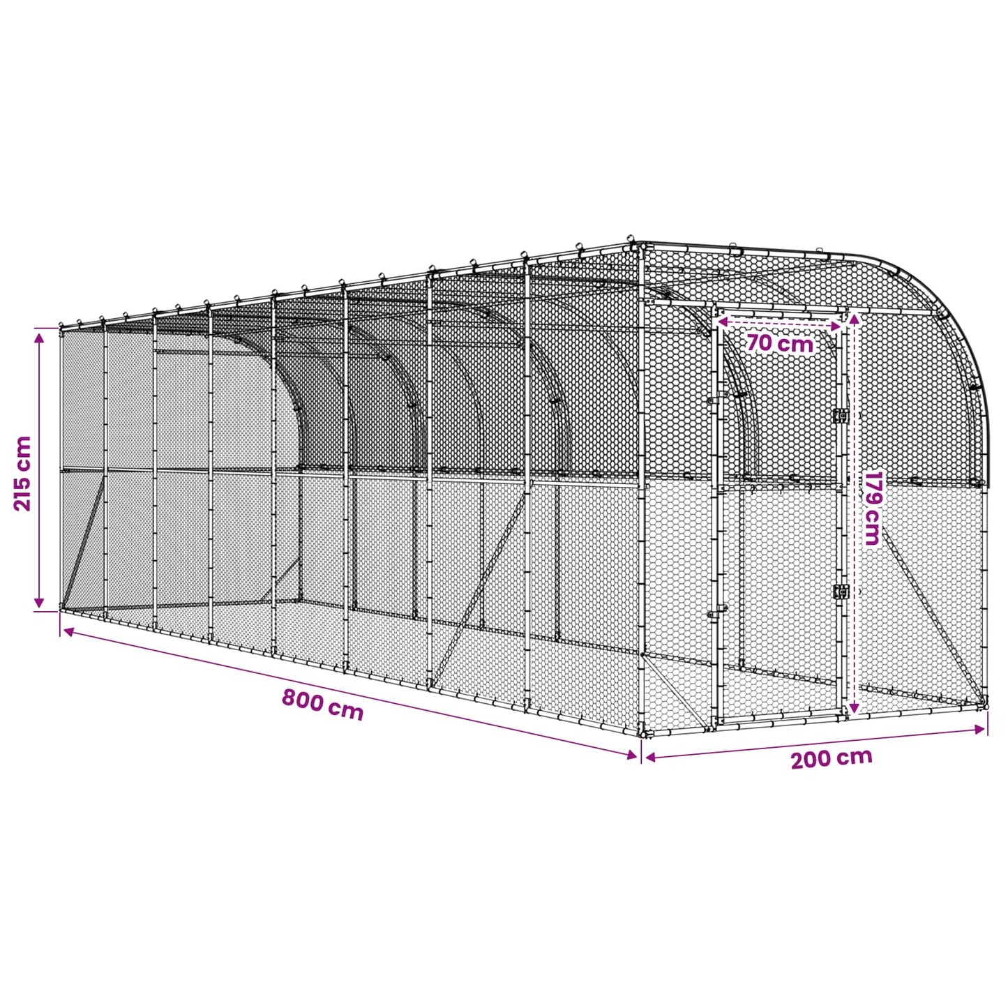 Hønsehus Mod Væg Sølv 600 x 150 x 215 cm Galvaniseret stål